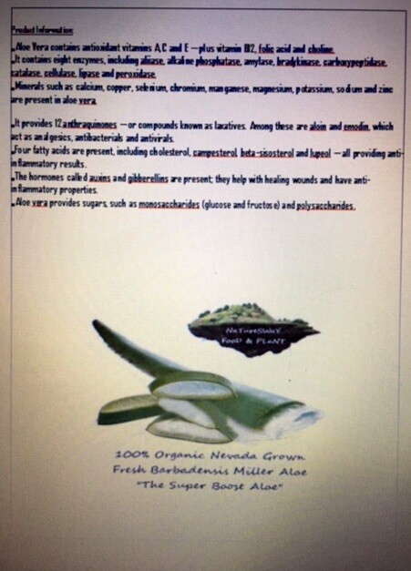 Aloe Vera Gel Barbadensis Organic Leaf, Edible Vitamins Minerals