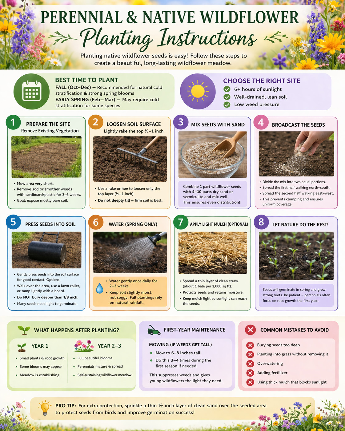 Maine Wildflower Seed Mix 1/2 lb Covers 1,000 Sq Ft Pollinator Garden Seeds