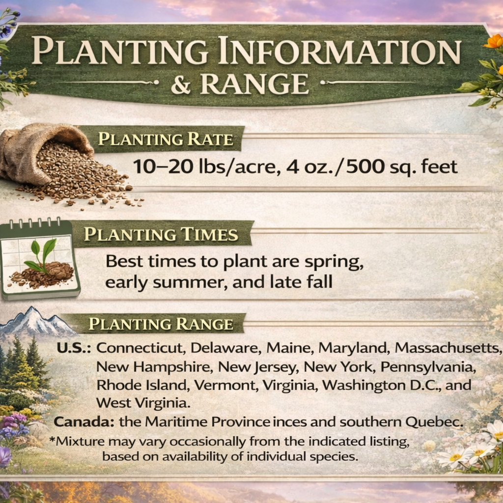 Maine Wildflower Seed Mix 1/2 lb Covers 1,000 Sq Ft Pollinator Garden Seeds