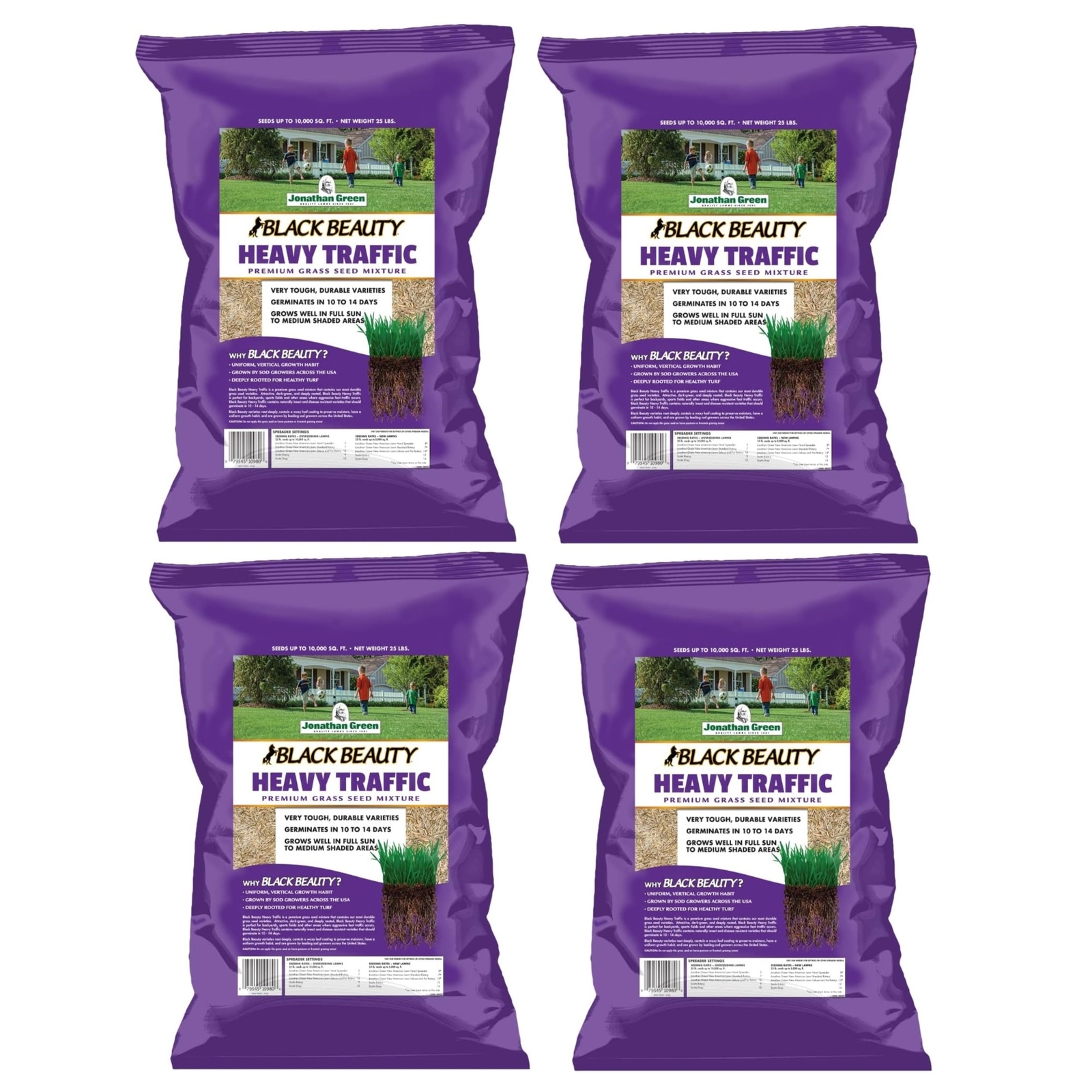 Jonathan Green Black Beauty Heavy Traffic Premium Grass Seed, 25lbs (4 Pack)