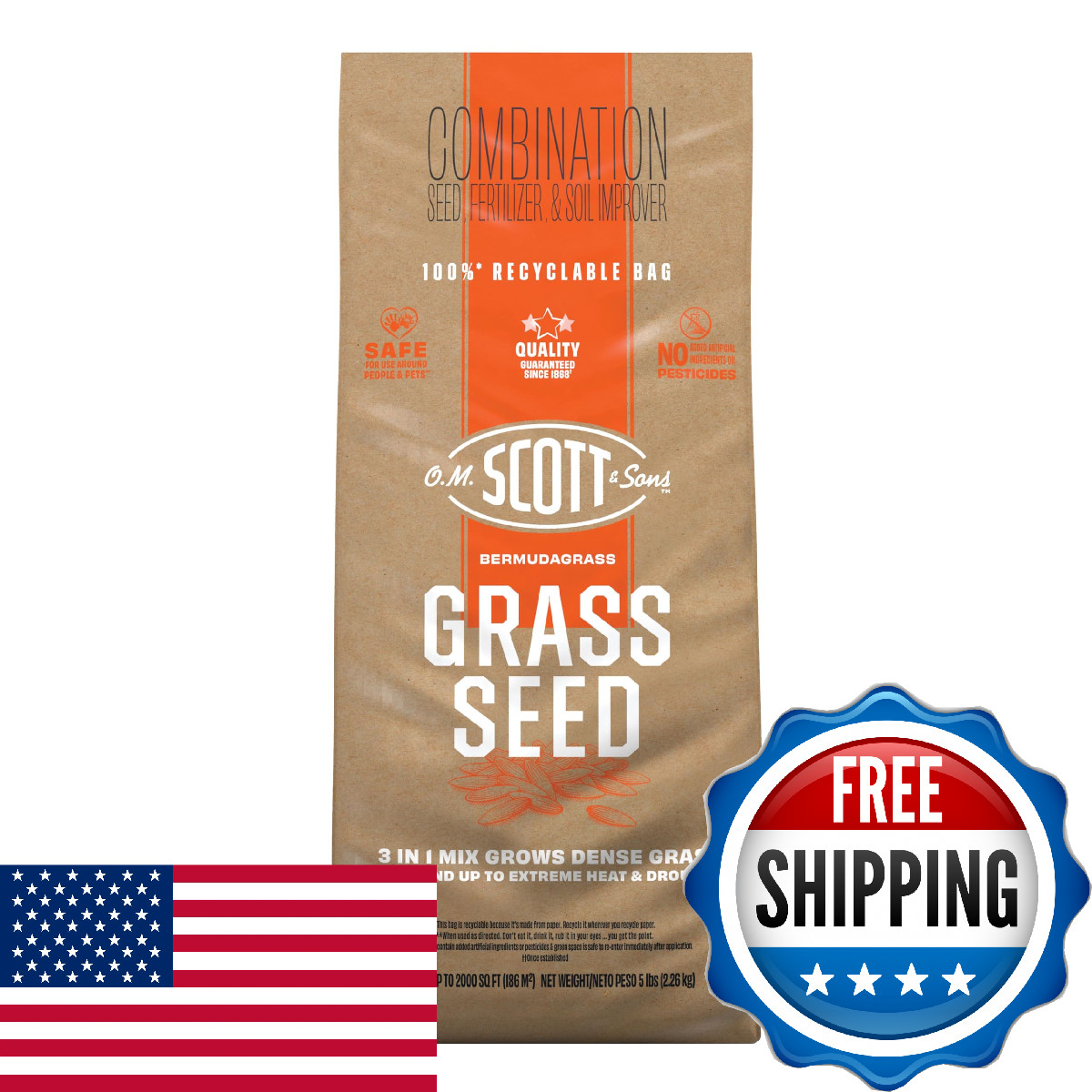 Scotts O.M. Scott And Sons Bermudagrass Grass Seed Fertilizer And Soil Improver