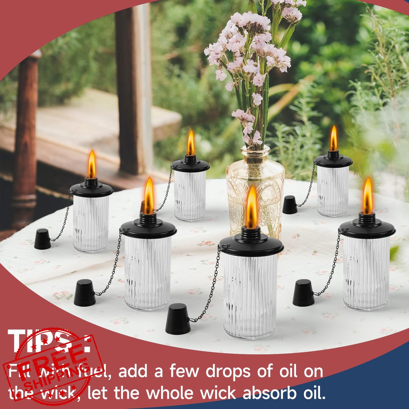 FALBAWR Glass Torches Clear 4 Pack