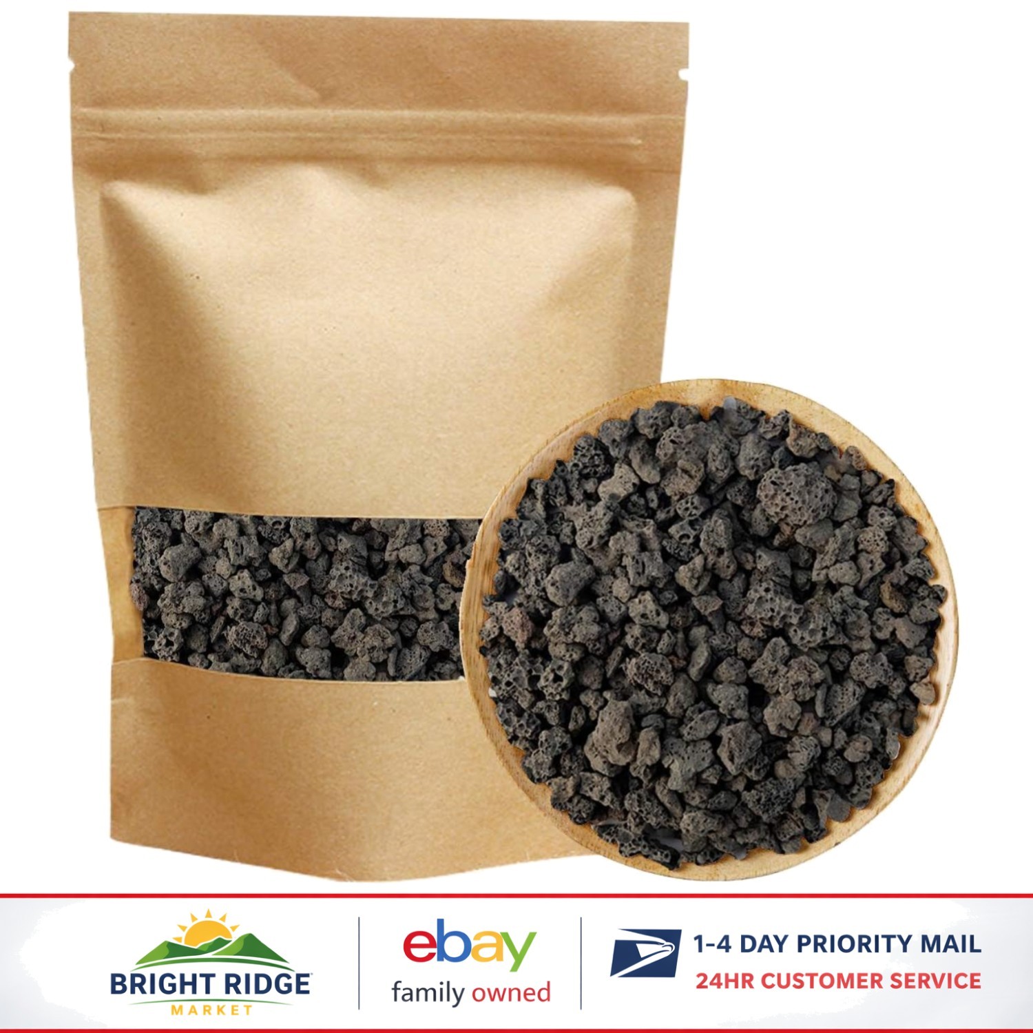 Irregular Black Lava Rock Top Dressing for Orchids and Acid-Loving Plants