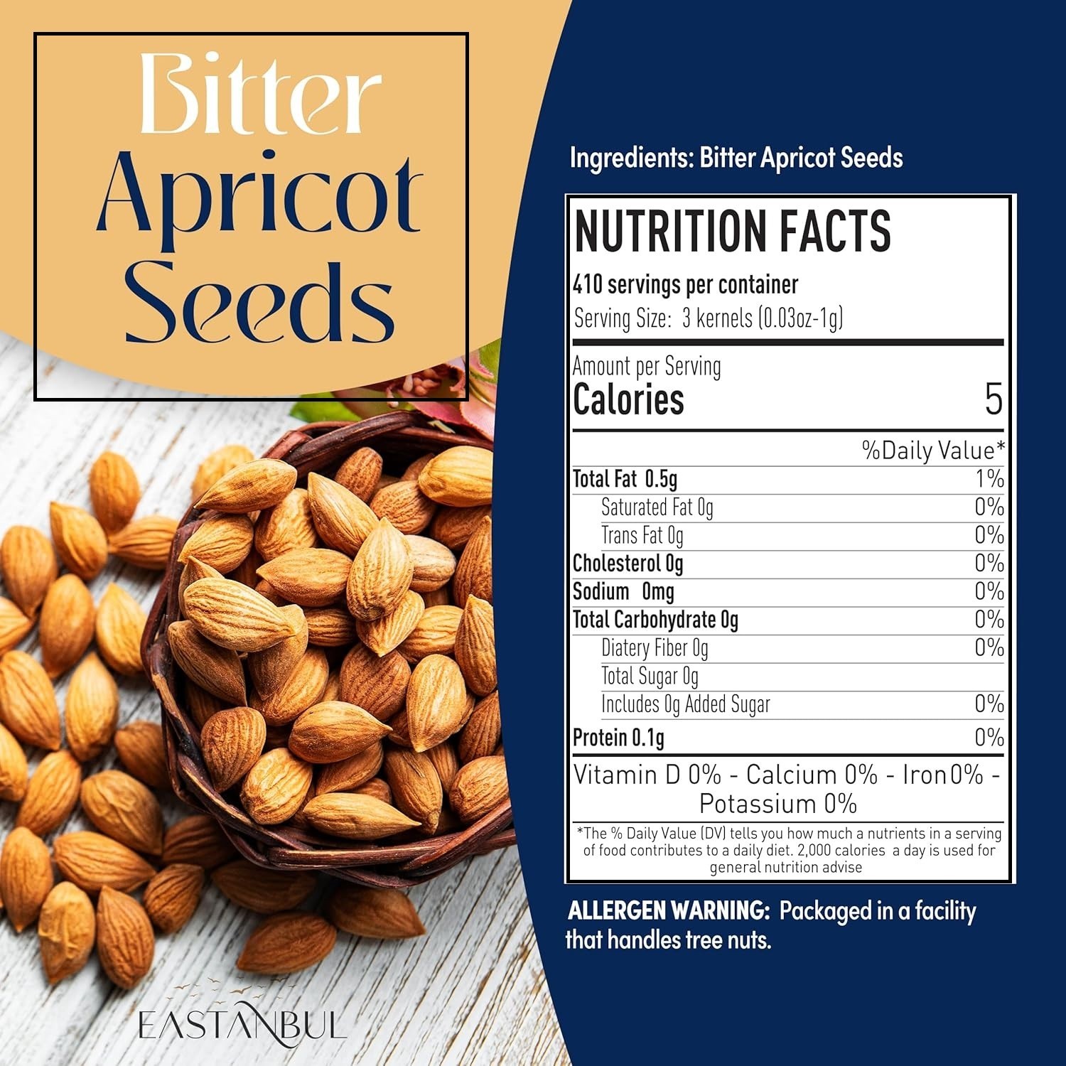 Eastanbul Raw Bitter Apricot Seeds – 14.5 oz