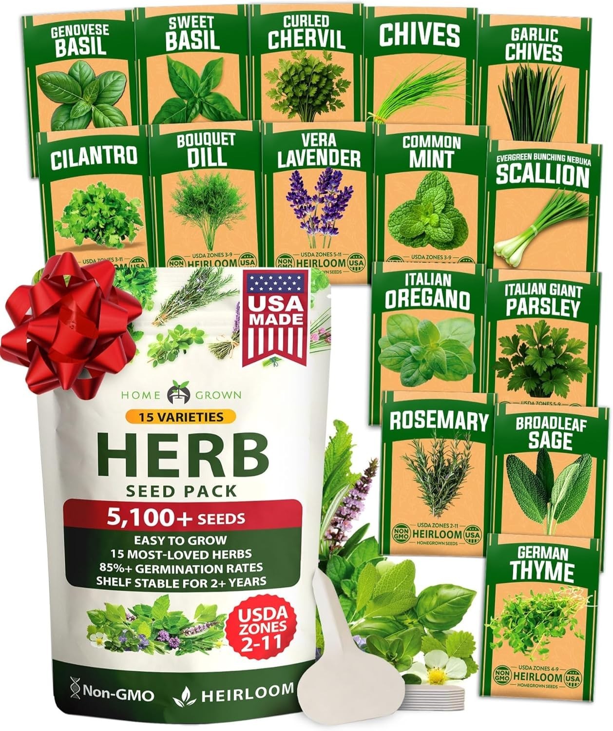 Heirloom Herb Seeds Variety Pack: 5,100+ Seeds for Indoor & Outdoor Gardening