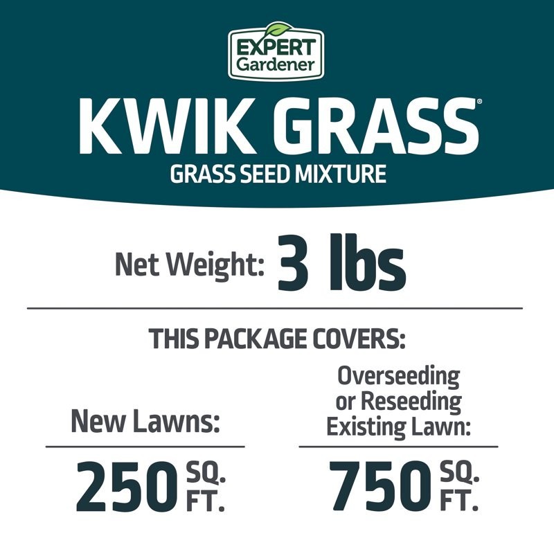 “Expert Gardener Kwik Grass Seed Mix, for Sun to Partial Shade, 3 lb. “