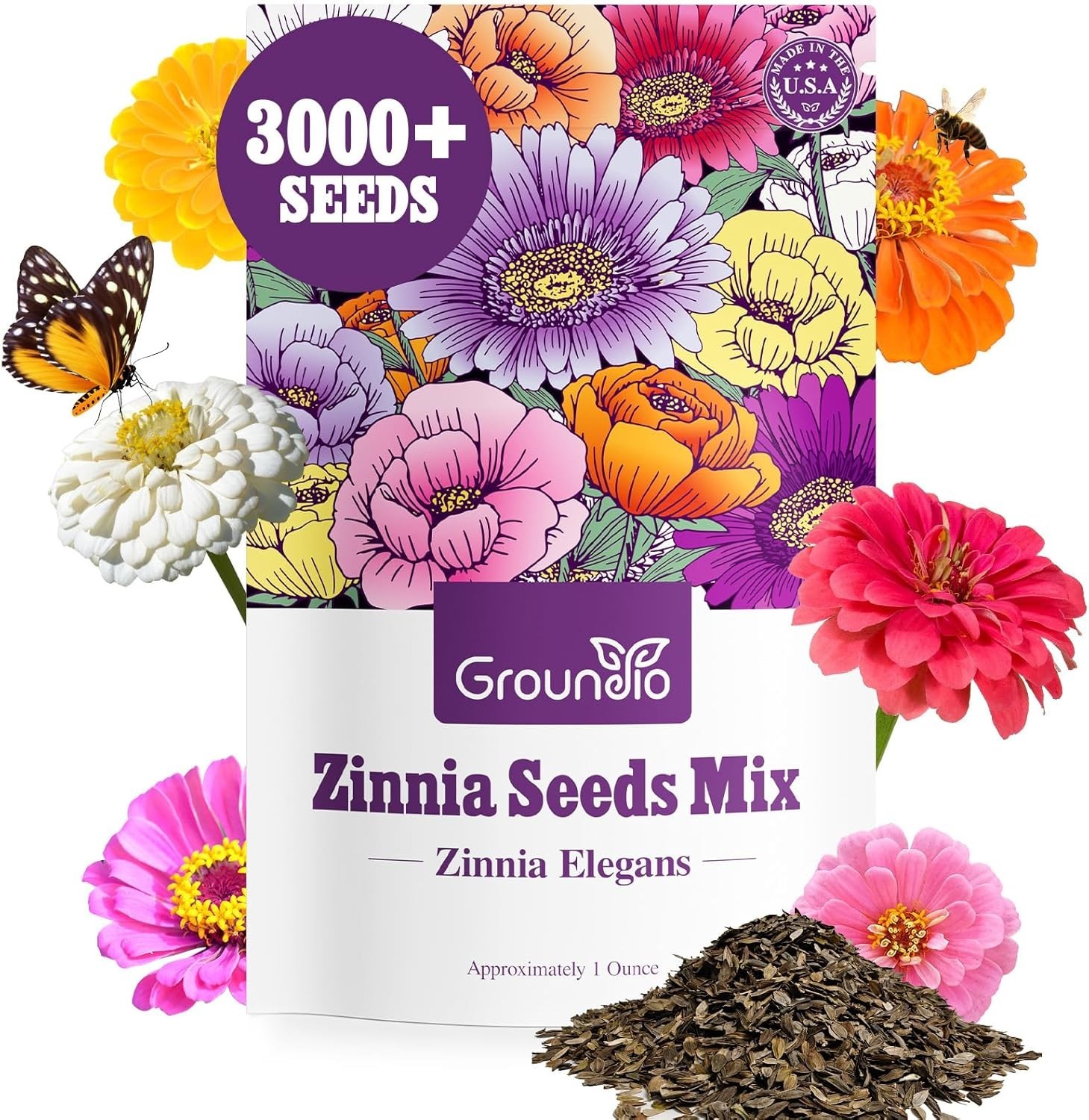 Beautiful Zinnia Seeds Mix – Over 3,000 Seeds in Pink, Yellow, Orange & More