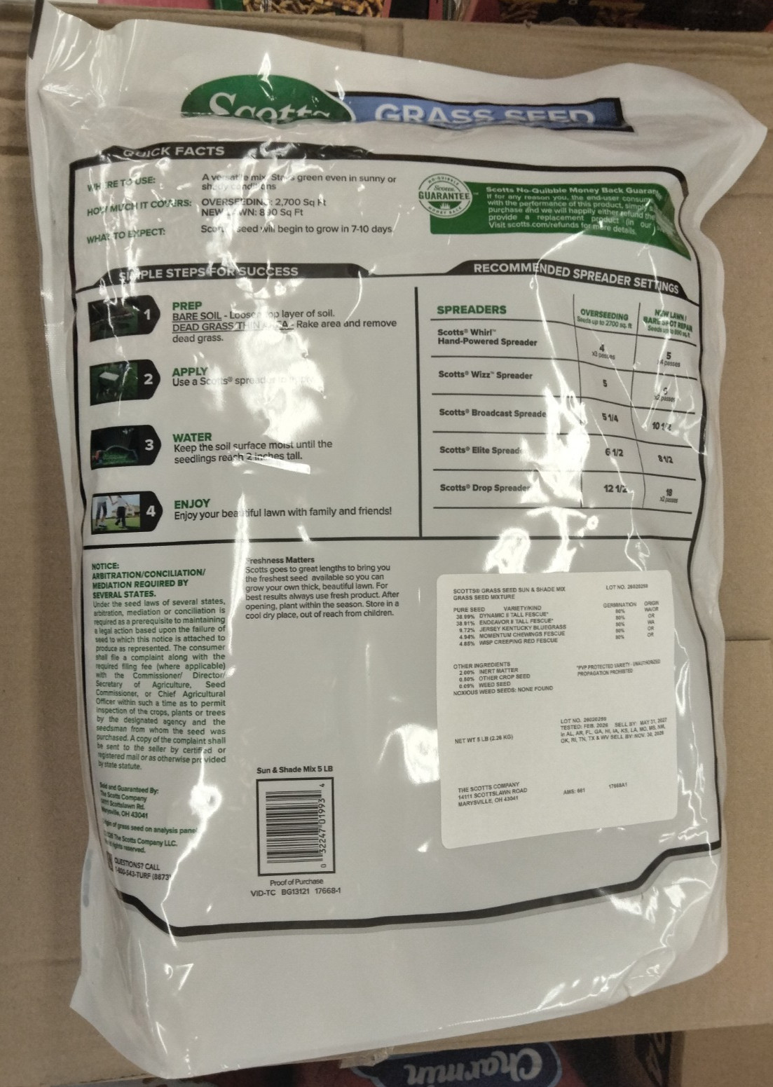 SCOTTS Turf Builder Grass Seed SUN & SHADE MIX 5 lb