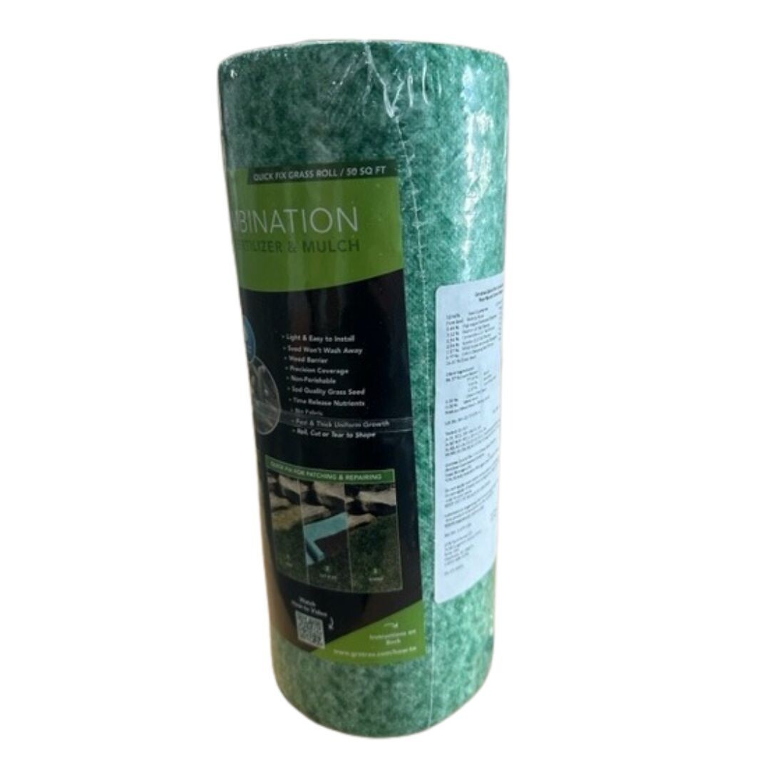 Grotrax Biodegradable Grass Seed Mat, Year Round Green – 50 Sq Ft Quick Fix Roll