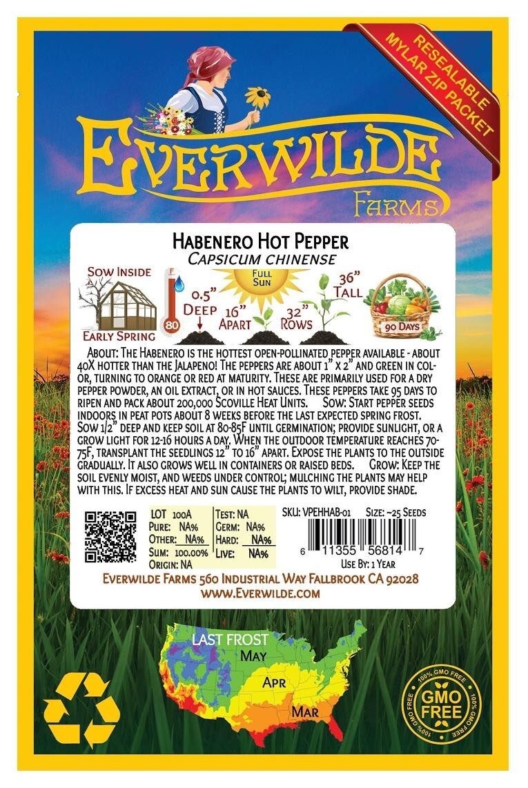 1 Oz Habenero Hot Pepper Seeds – Everwilde Farms Mylar Seed Packet