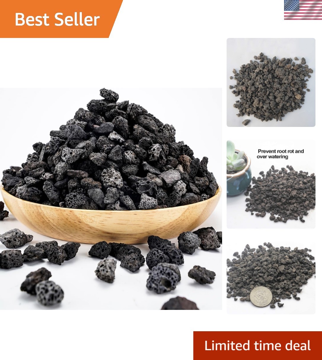 6lb Black Lava Rock for Plants, Natural Horticultural Volcanic Grit, Cactus S…