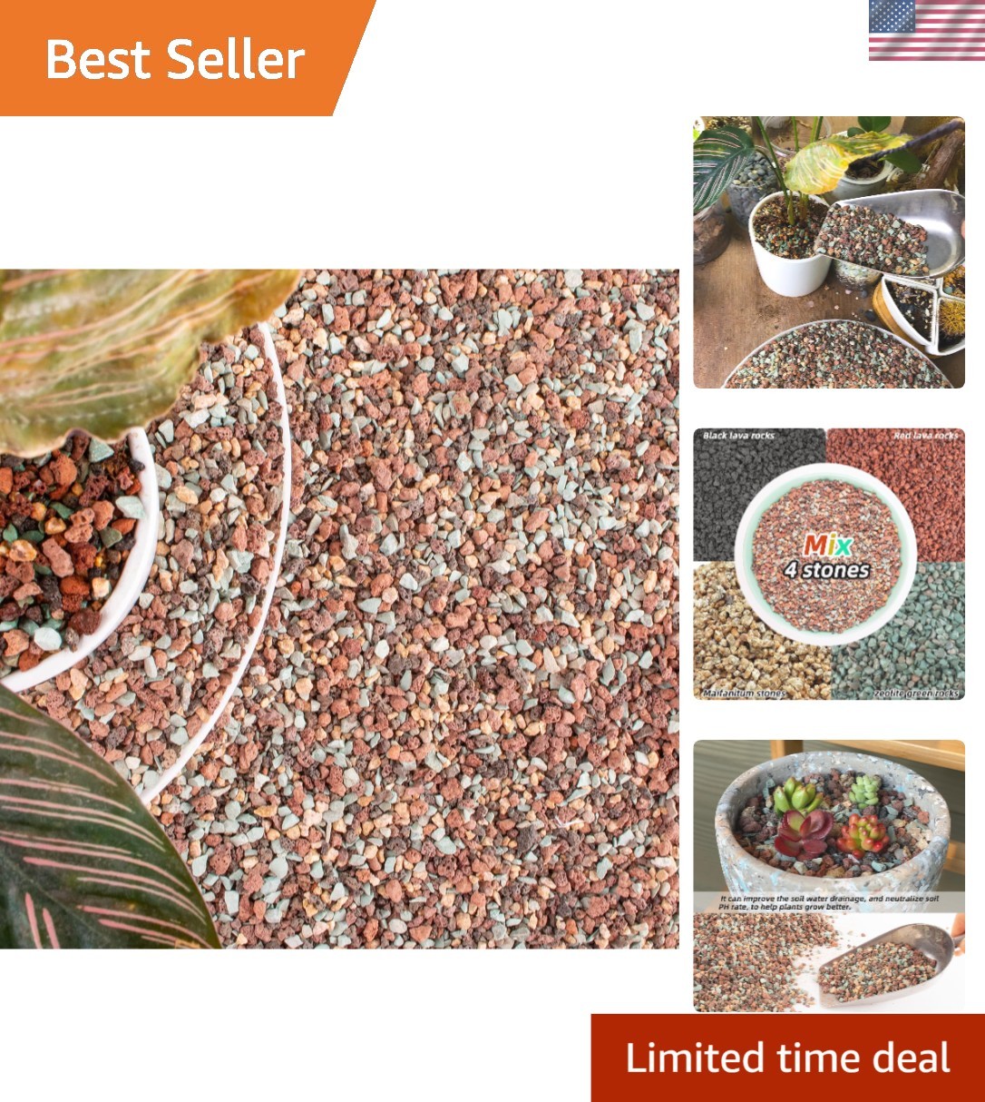 Natural 18lb Lava Rock Mix – Perfect for Top Dressing and DIY Gardening Projects