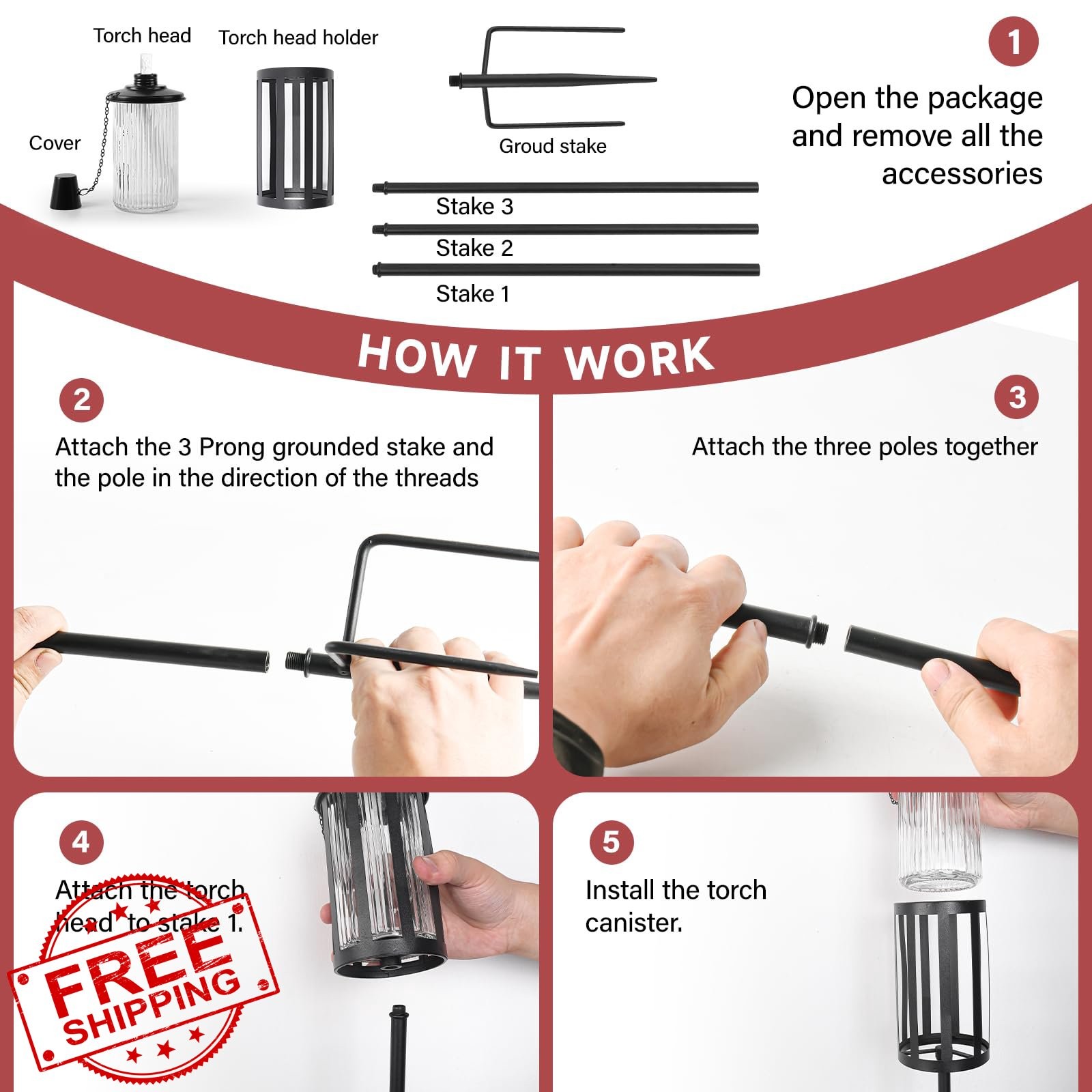 FALBAWR Glass Torches Clear 4 Pack