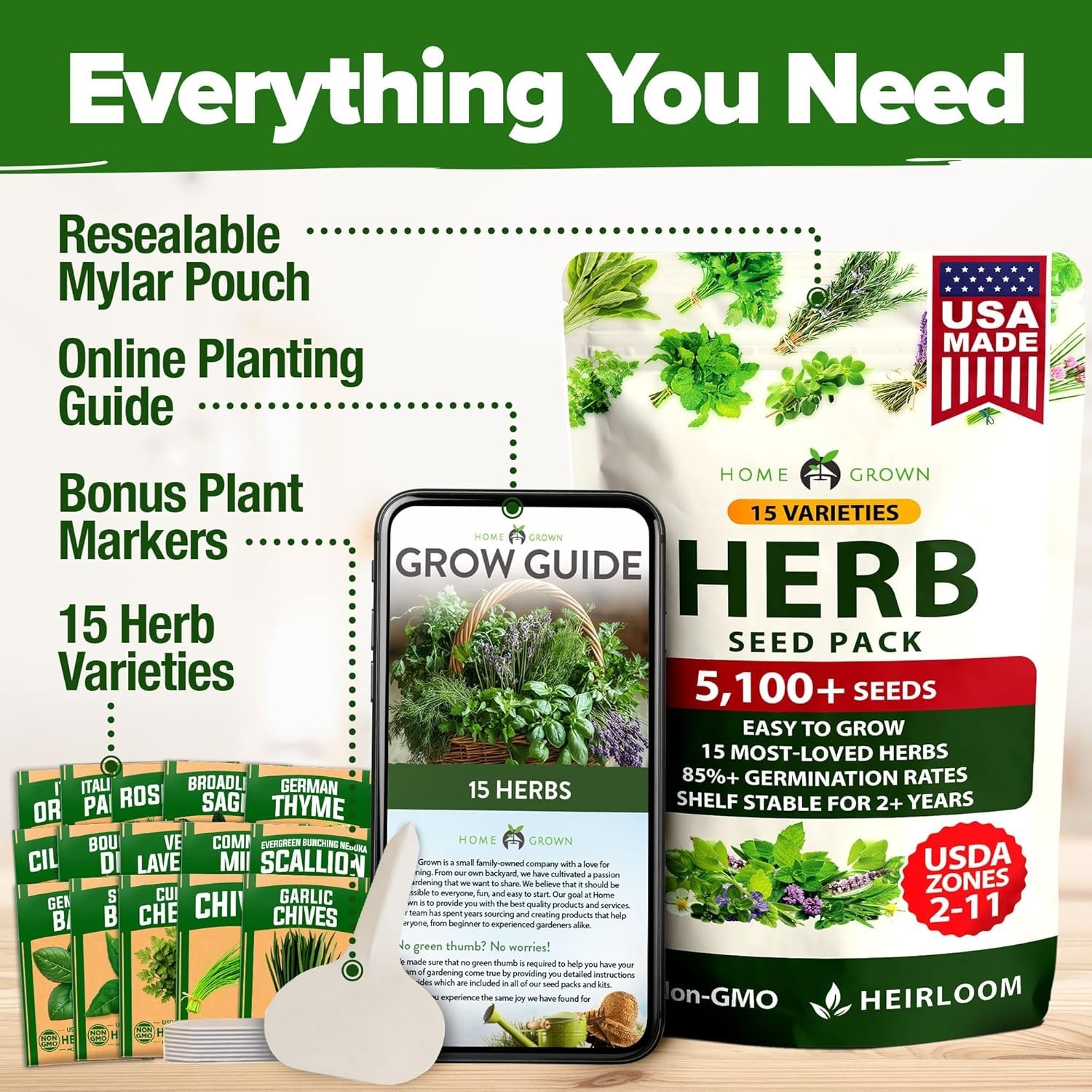 Heirloom Herb Seeds Variety Pack: 5,100+ Seeds for Indoor & Outdoor Gardening