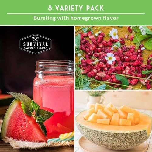 8 Variety Fruit Seeds Pack – Watermelon, Cantaloupe, Strawberry & More – Non-GMO