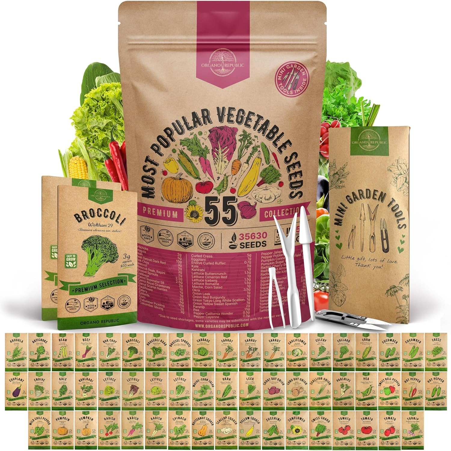 55 Vegetable Seeds Variety Pack – 35,600+ Non-GMO Heirloom Seeds for Planting…