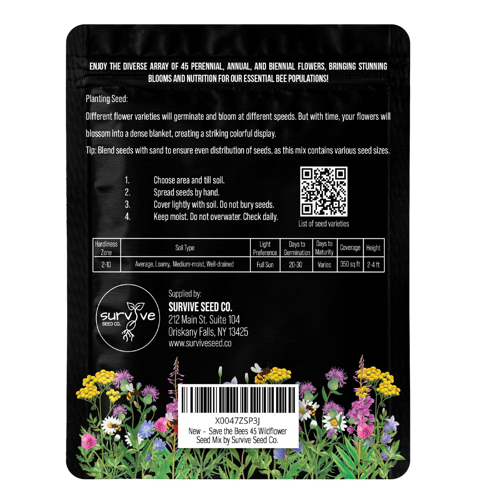 Package of 100,000 Wildflower Seeds – Blue,Orange,Purple,Red,Yellow, White