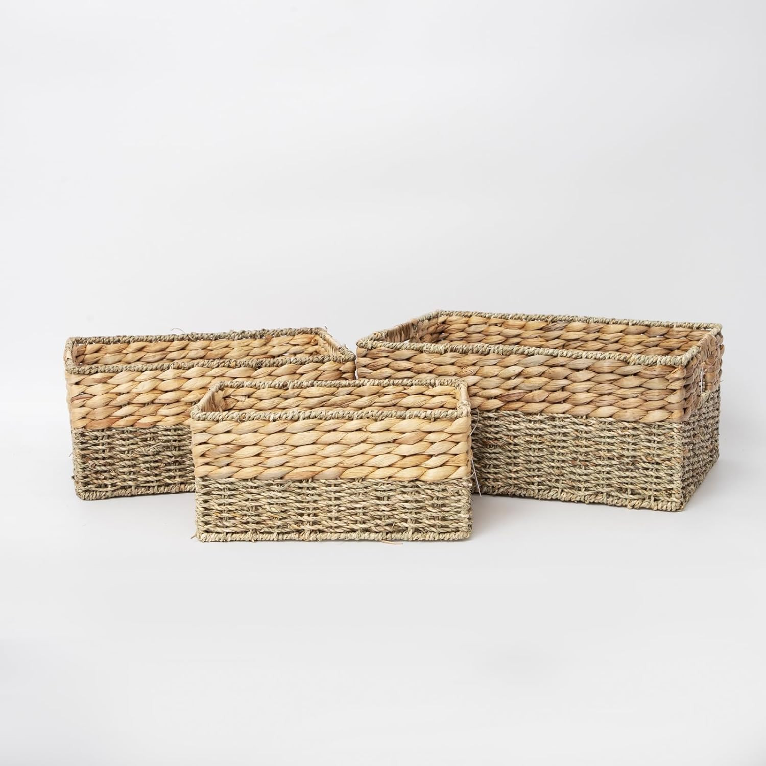 Natural Water Hyacinth & Seagrass Woven Storage Baskets – Wicker Storage Basket