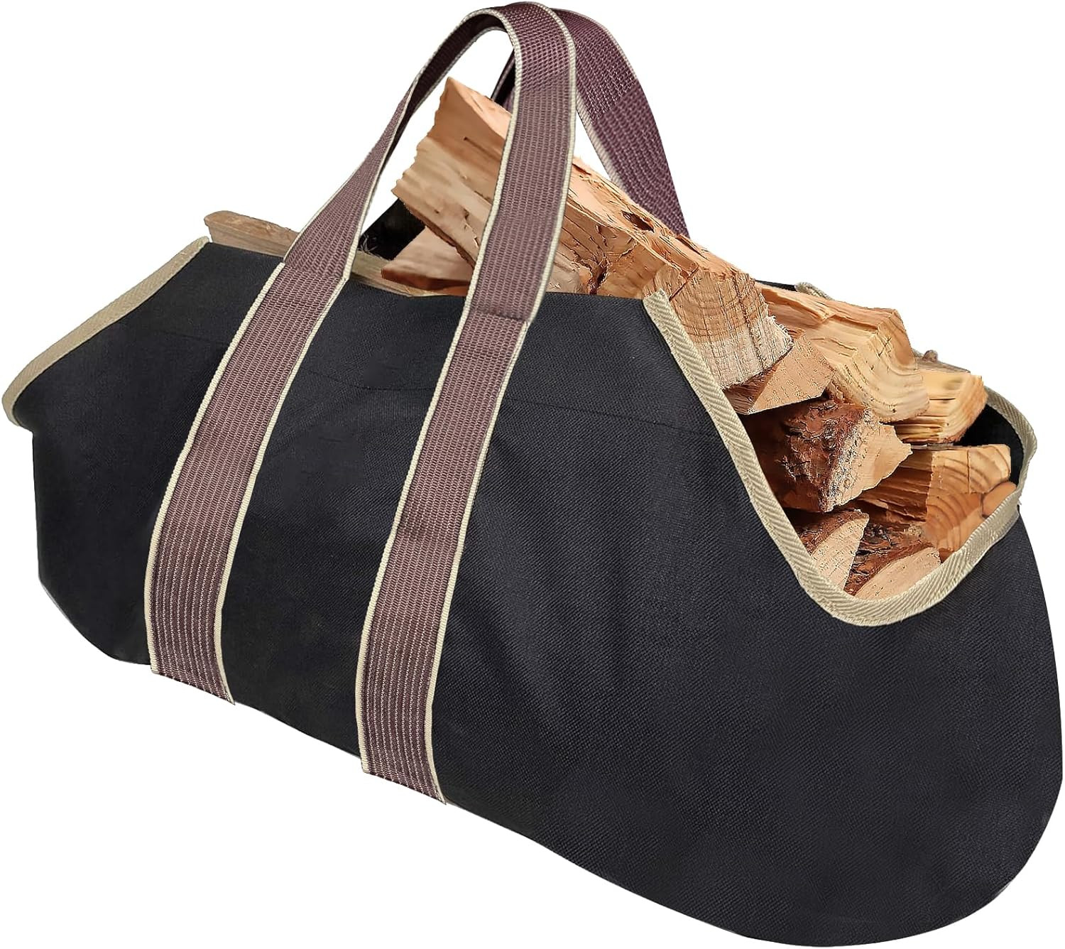 Large Canvas Log Tote Bag Firewood Carrier Heavy Duty Fireplace Log Holder Fire