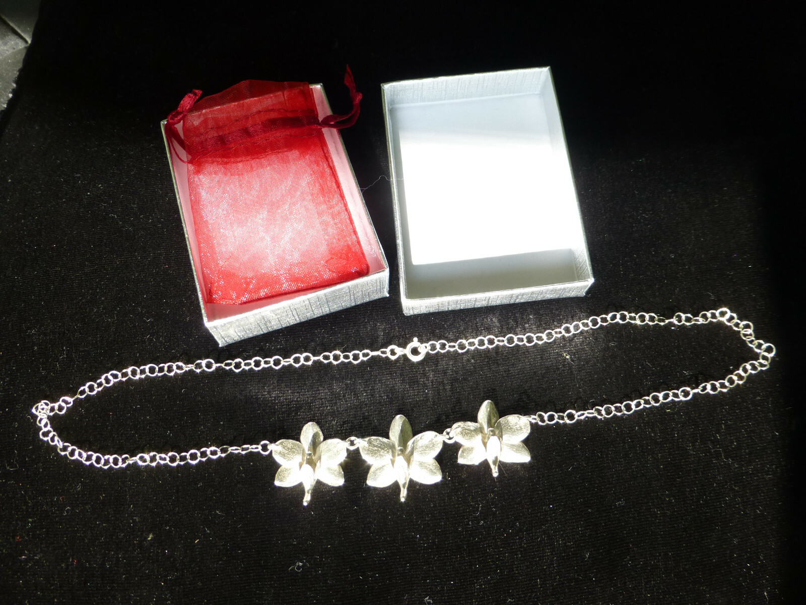 Phalaenopsis Phal Moth Orchid Flowers 925 Sterling Silver Necklace & Chain 18″