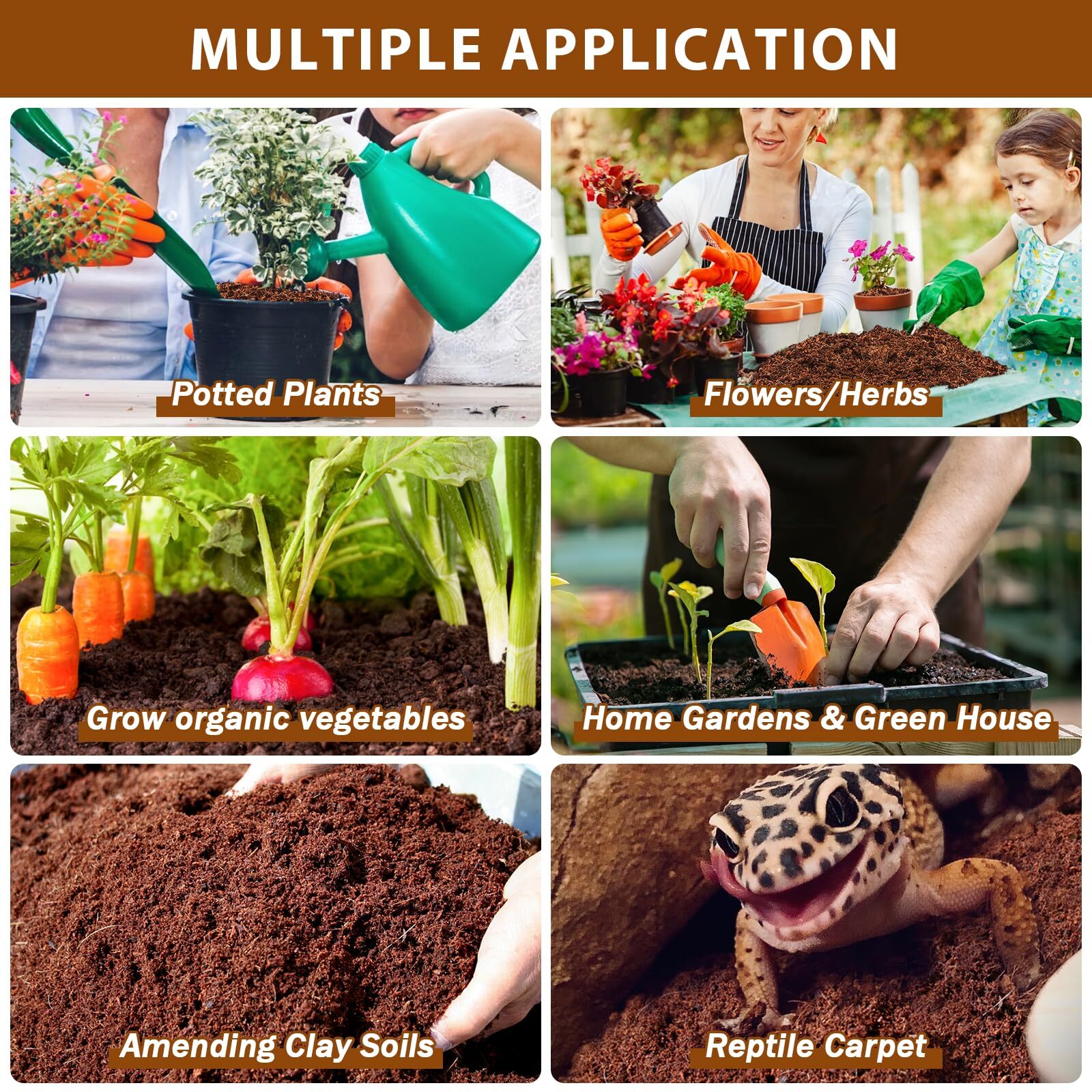 Organic Coco Coir Brick 10 Pounds, Natural Seed Starter with Low EC & pH Balance