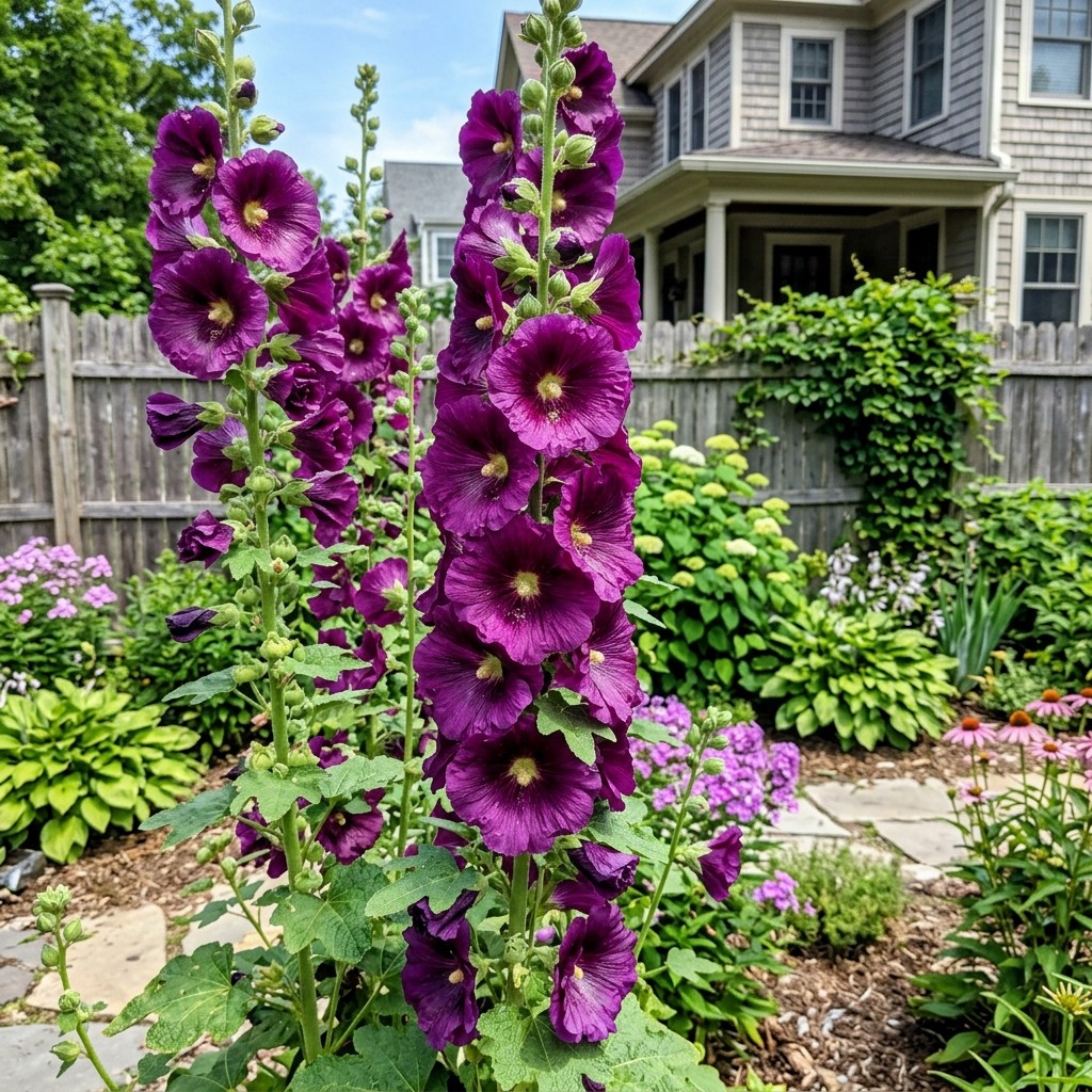 Spectacular 100 Hollyhock Flower Seeds, Purple – Fast Growing, Nature Inspired