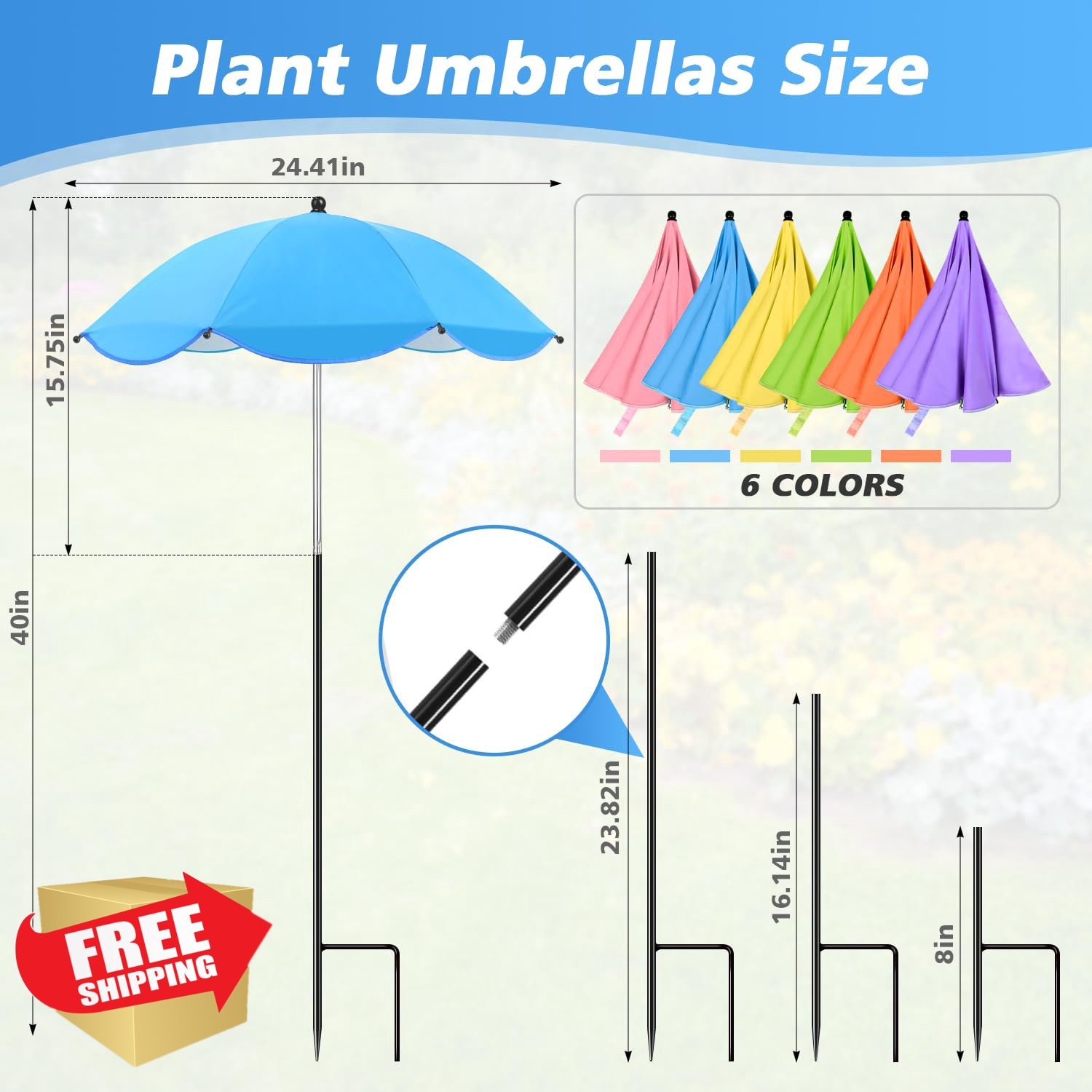 Twintaogo 6 Pcs Plant Umbrellas Yellow Blue Pink Green Purple Orange