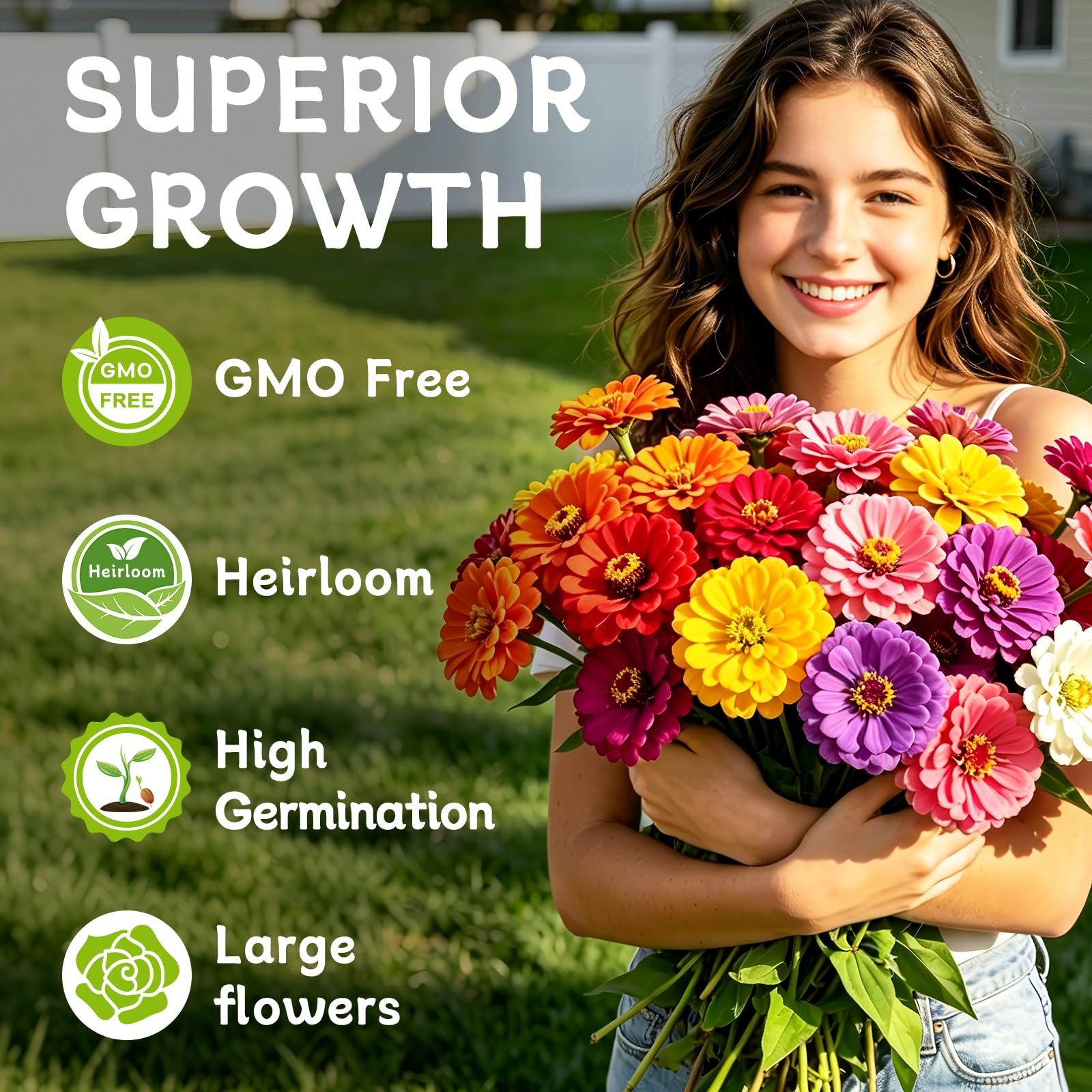 Zinnia Seeds for 2026, 6,000+ California Giant Zinnia Seeds Bulk, Double Dahl…