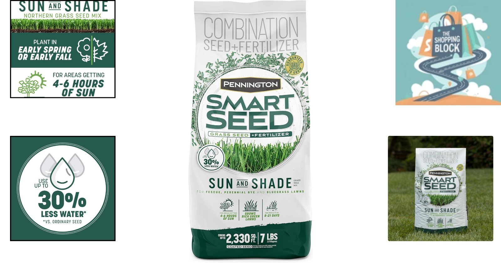 Smart Seed Sun & Shade Grass Mix, 7 lb for Sun & Moderate Shade