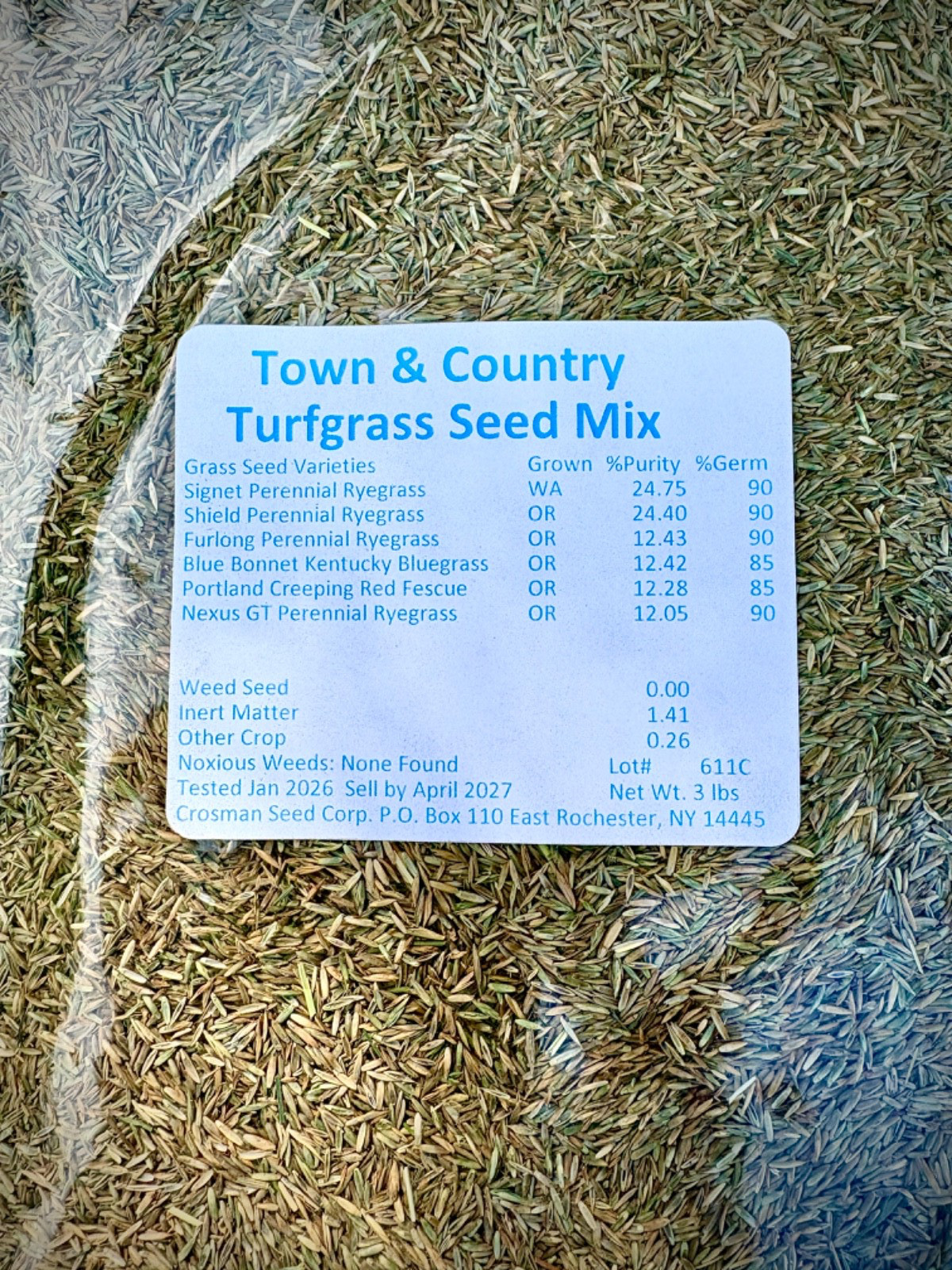 Sun and Shade Grass Seed Mix Perennial Ryegrass Kentucky Bluegrass Fescue 3 lb
