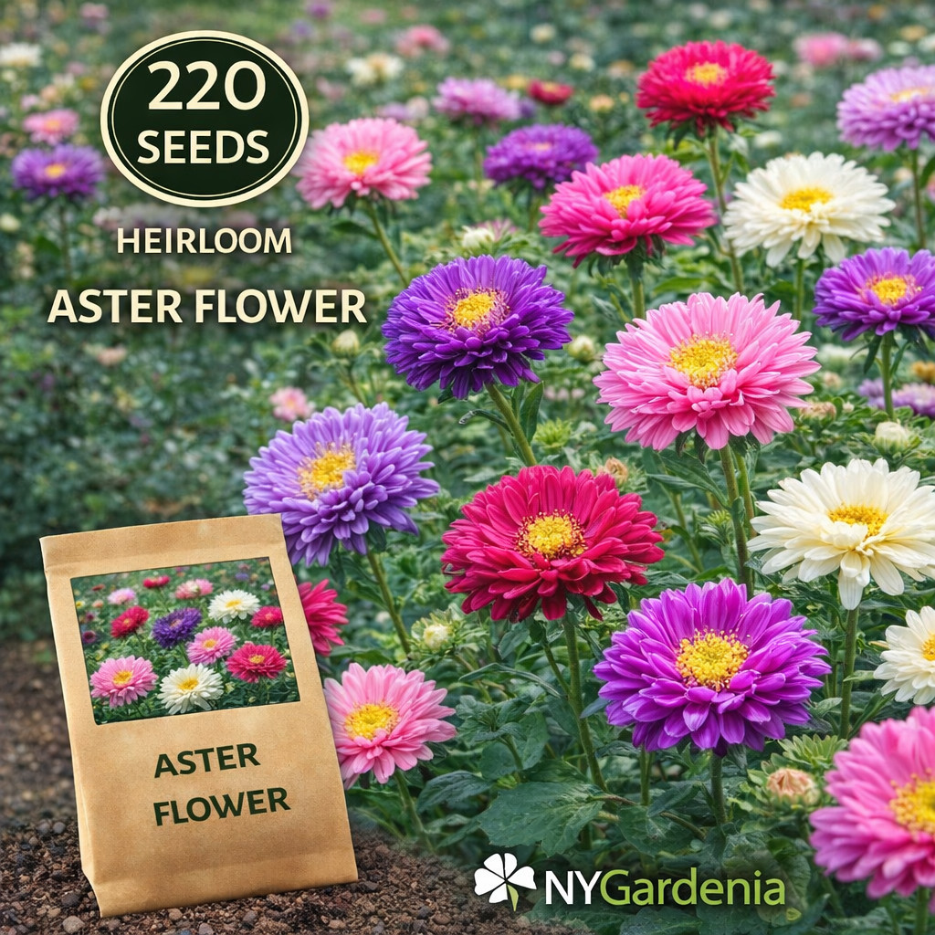 220 Aster Flower Seeds Heirloom Mixed Color Garden Easy Grow