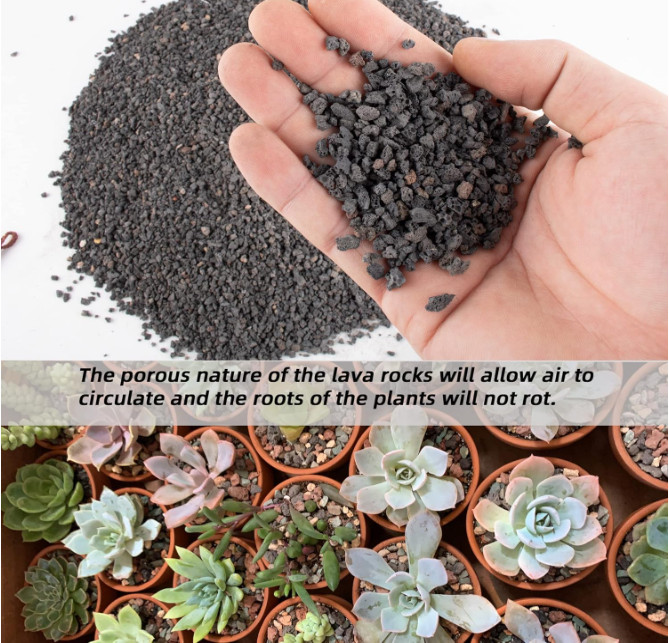 18lb Black Lava Rock for Plant, 1/8-1/4 inch Horticultural Volcanic Rock Soil…