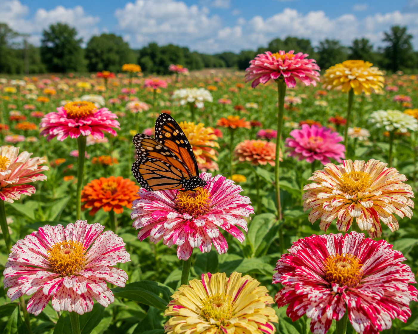 Bon Bon Mix Zinnia Seeds Candy Striped Heirloom Cut Flower Annual