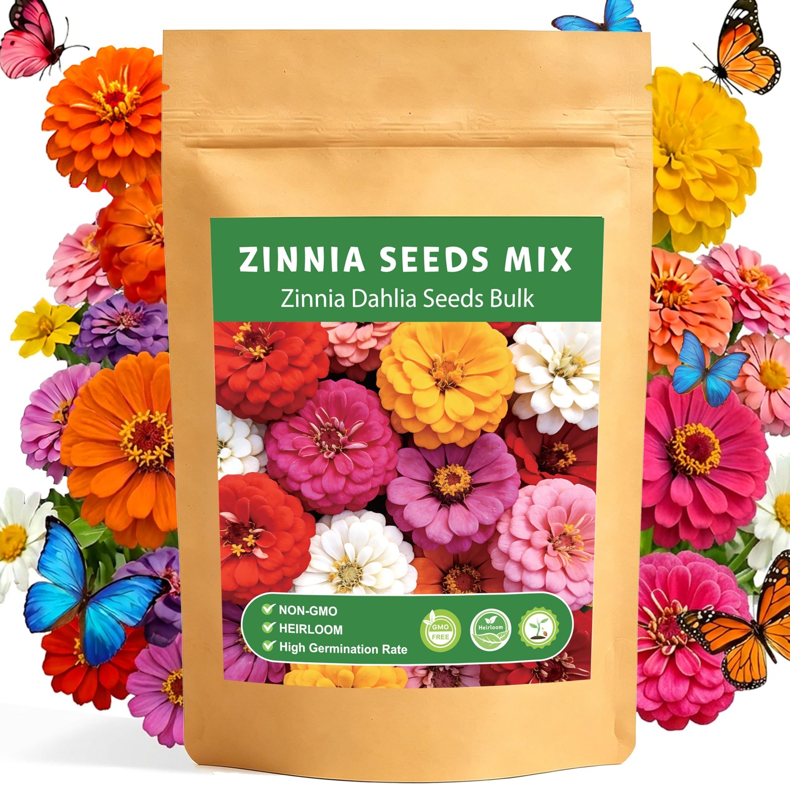 Zinnia Seeds for 2026, 6,000+ California Giant Zinnia Seeds Bulk, Double Dahl…