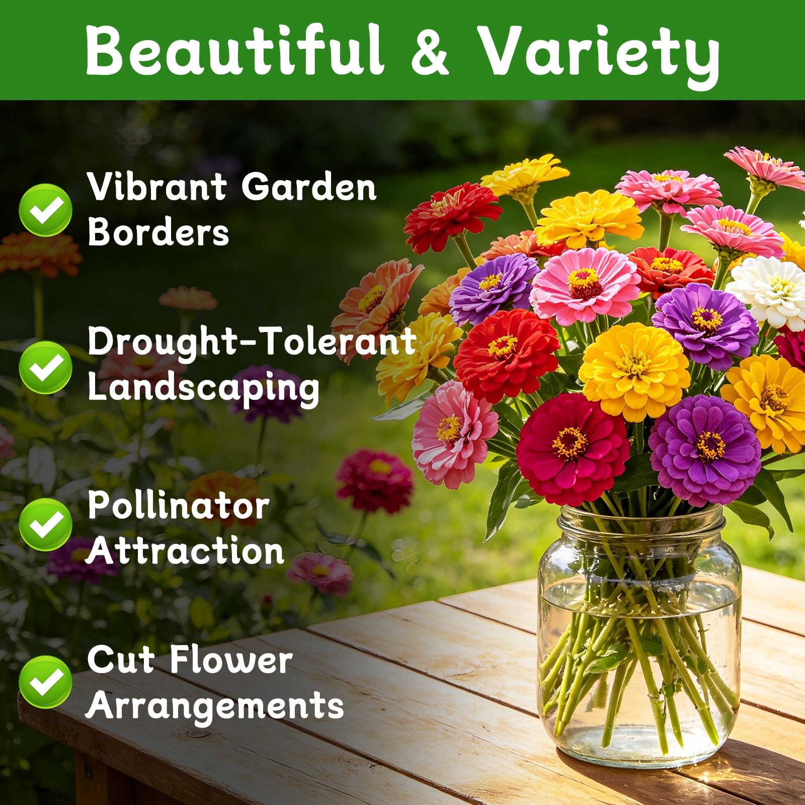 Zinnia Seeds for 2026, 6,000+ California Giant Zinnia Seeds Bulk, Double Dahl…