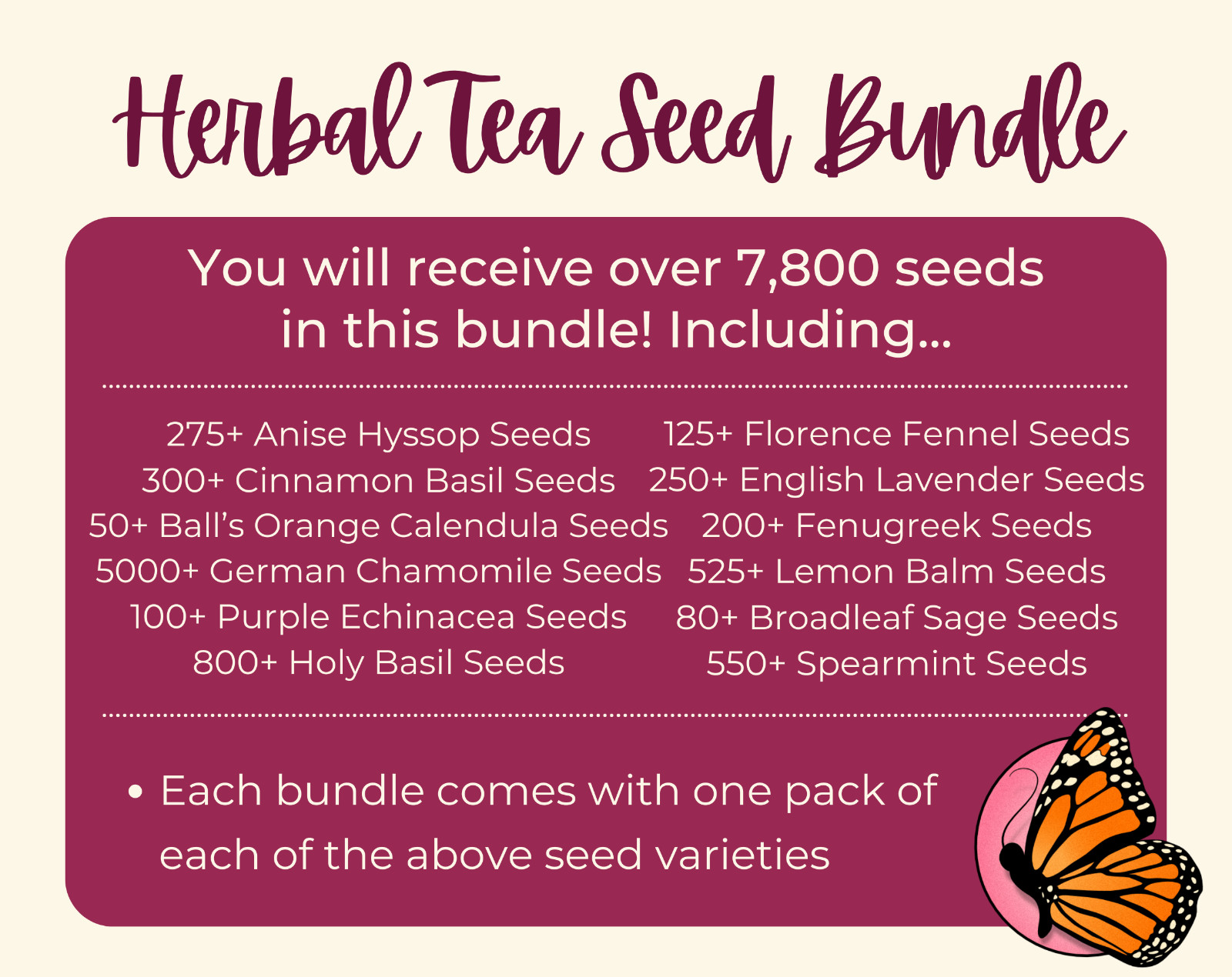 HERBAL TEA SEED BUNDLE | 12 Unique Seed Packets for Growing Herb Tea Gardens