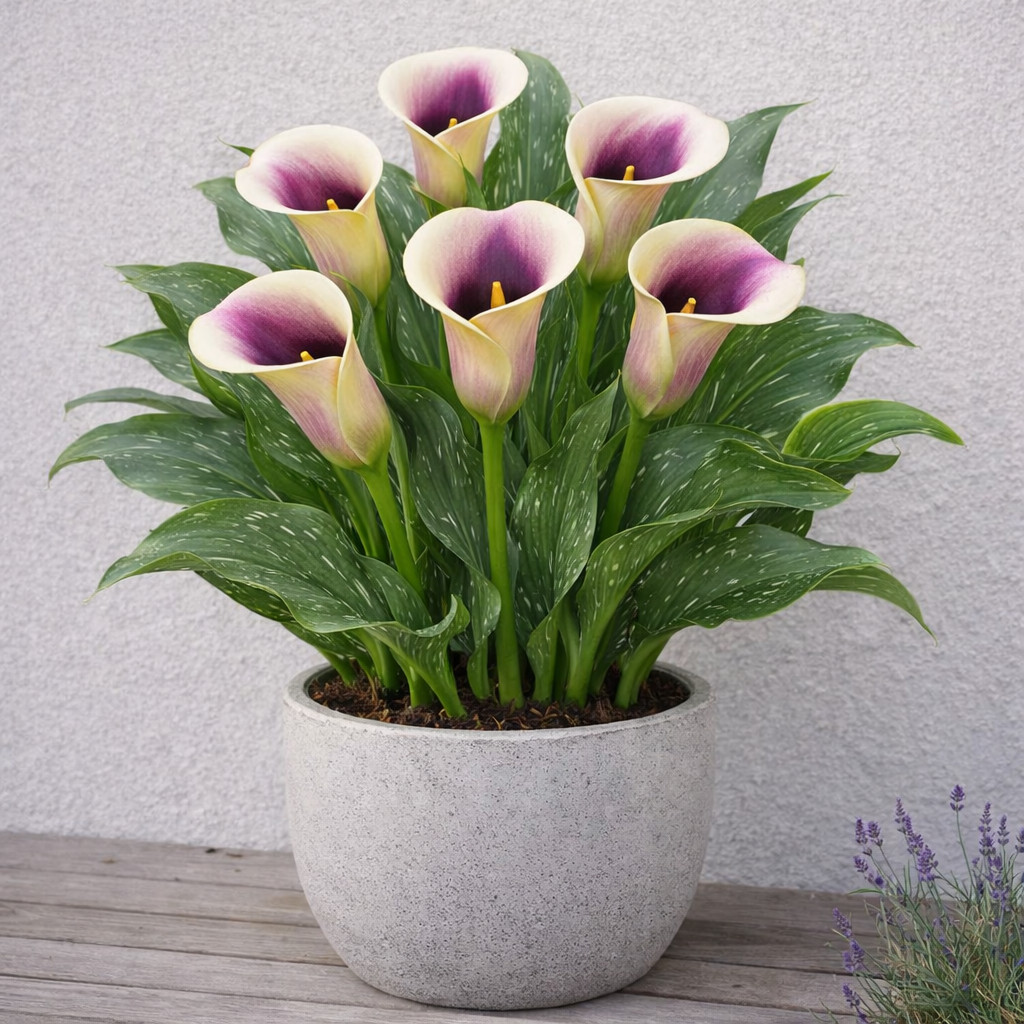 Zantedeschia Picasso Calla Lily Bulbs for Planting – Rare Purple and White (3)
