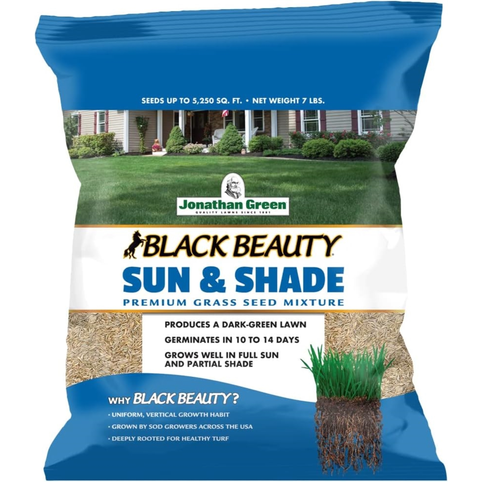 Jonathan Green Black Beauty Sun & Shade Grass Seed, 7lb