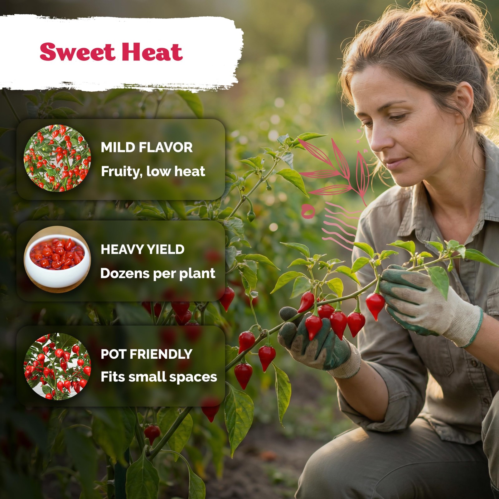 KVITER 50 Pimenta Biquinho, Sweety Drop Peppers seeds (Capsicum Chinense)