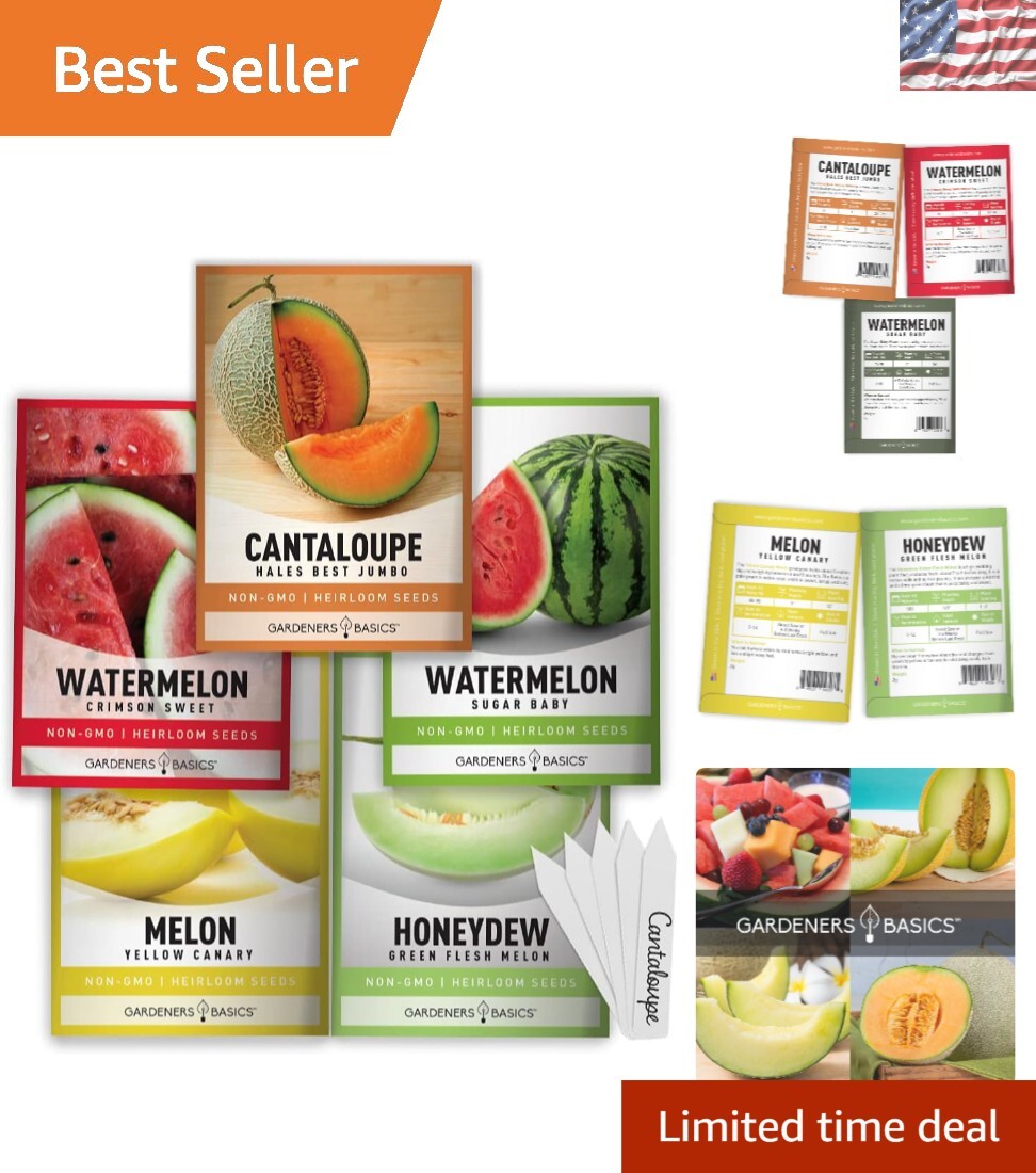 Home Garden Melon Seed Pack – 5 Non-GMO Heirloom Varieties Including Watermelon