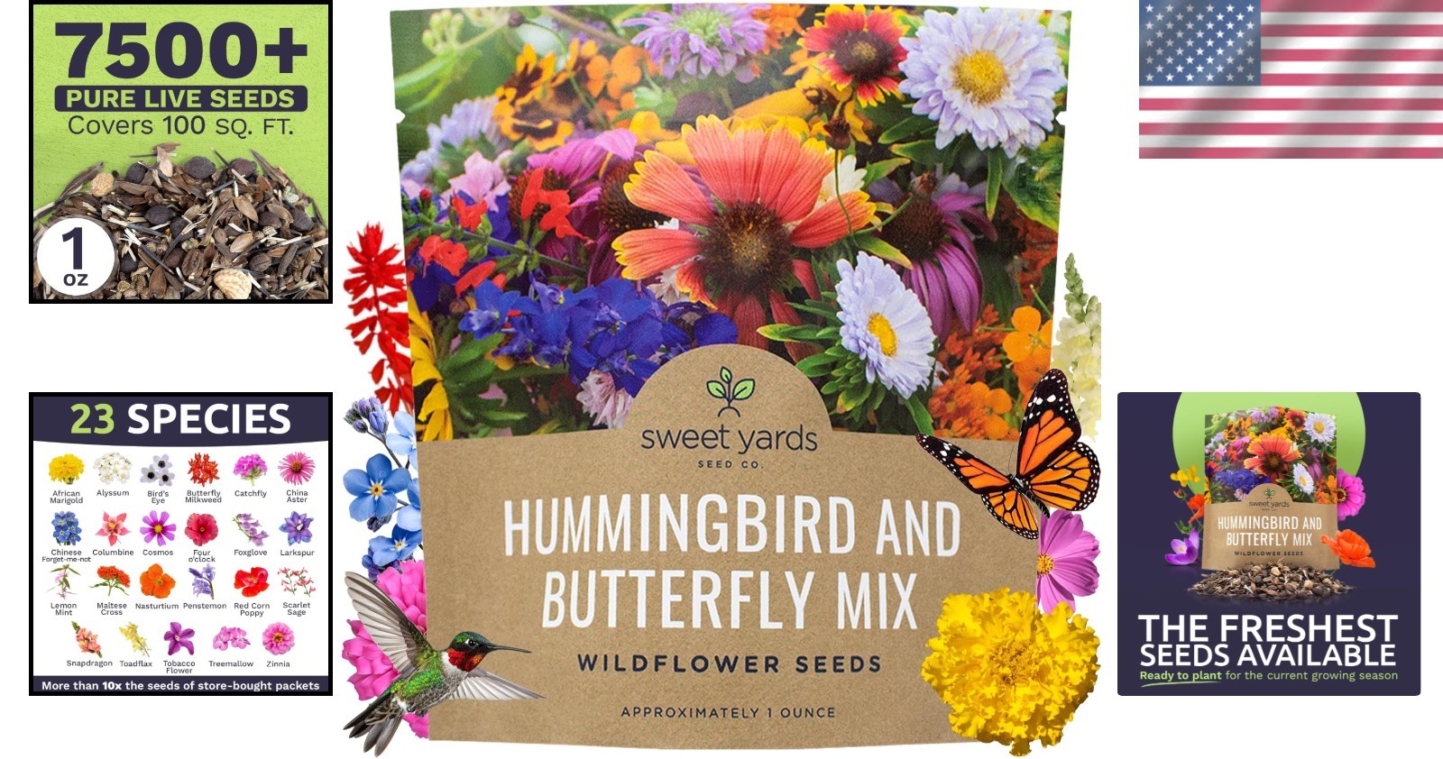 Gardening Delight: 1 oz Wildflower Mix to Attract Butterflies & Hummingbirds
