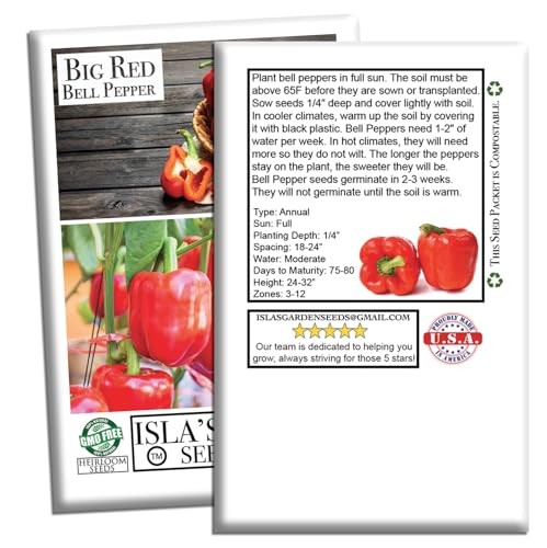 Big Red Bell Pepper Seeds (Capsicum annuum) – 50+ Non-GMO Heirloom Seeds by