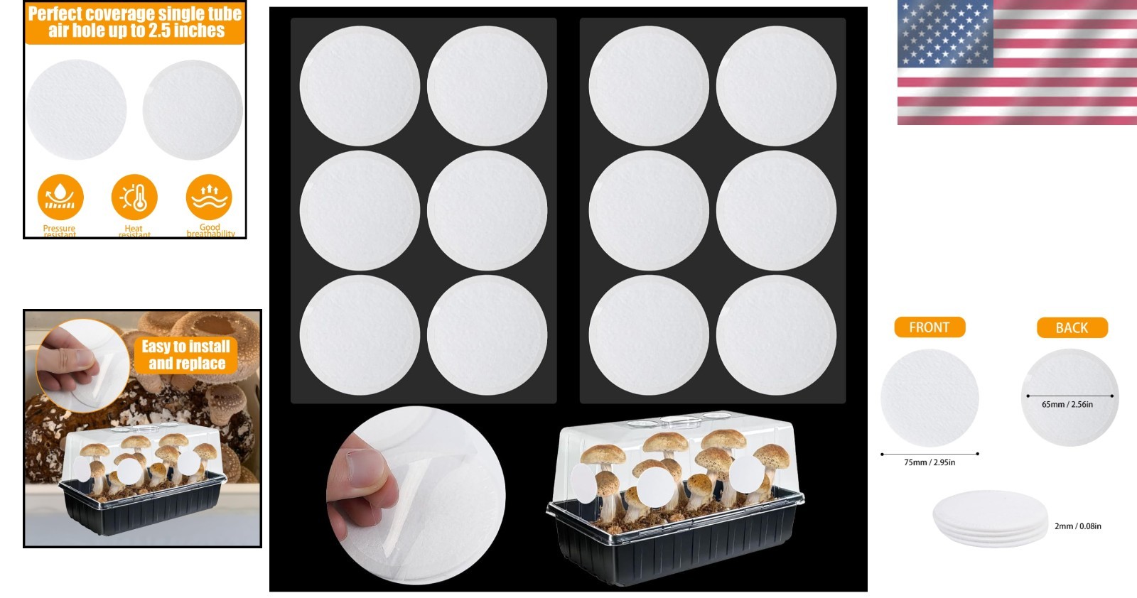 12PCS 2.5in Monotub Filter Disks – Optimal Adhesive Solution for Mushroom Growth