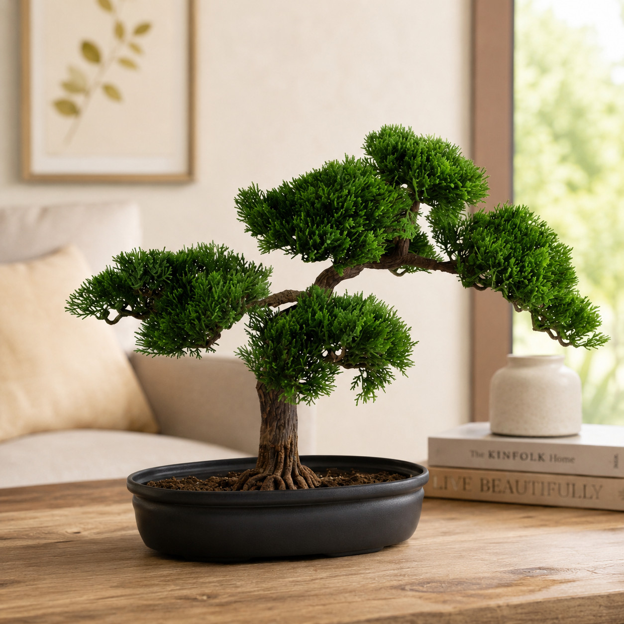 Artificial Cedar Bonsai Tree Indoor Tabletop Plant Home Office Zen Decor Gift