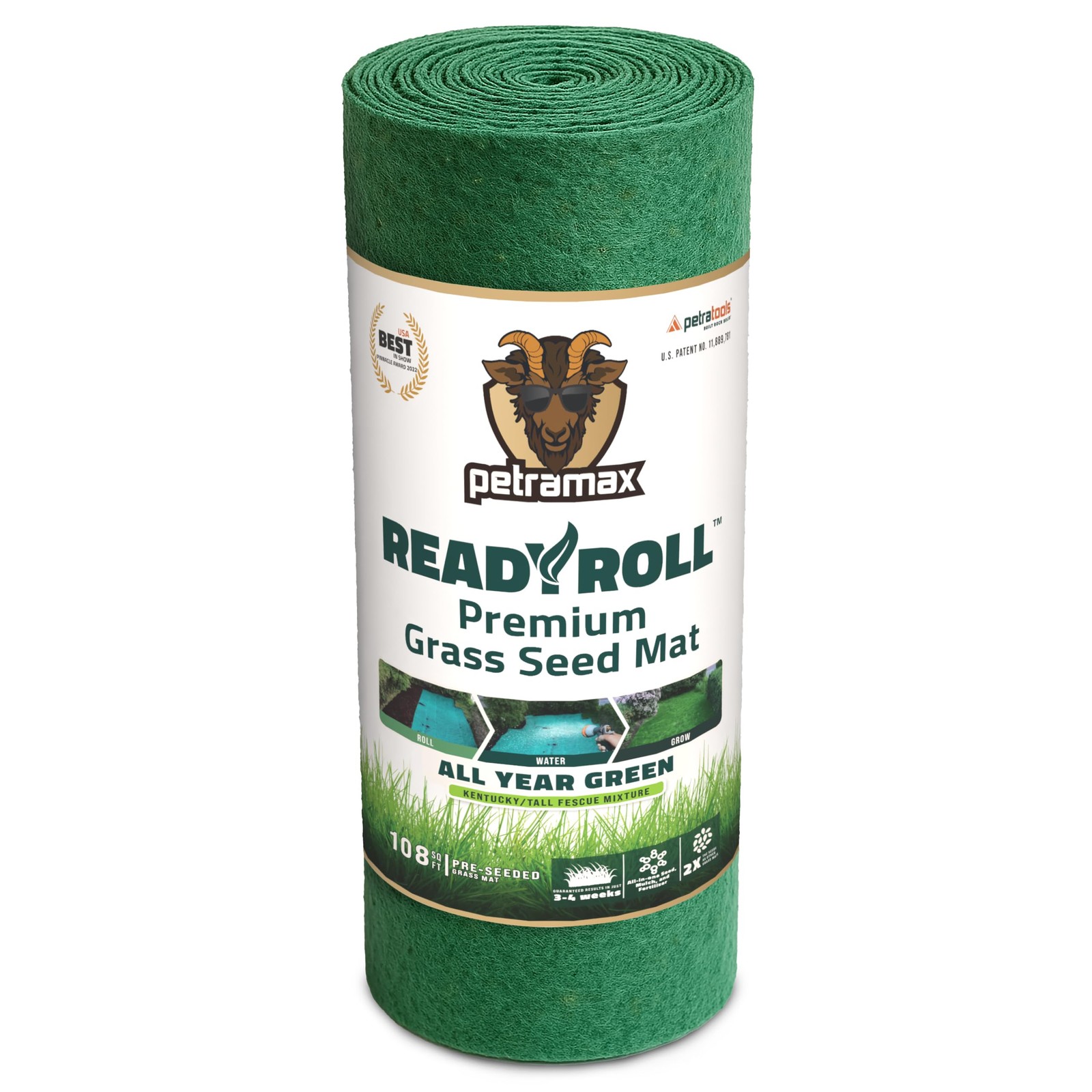 ReadyRoll Biodegradable Kentucky Grass Seed Mat for Southern Lawn 108 ft. 3in…
