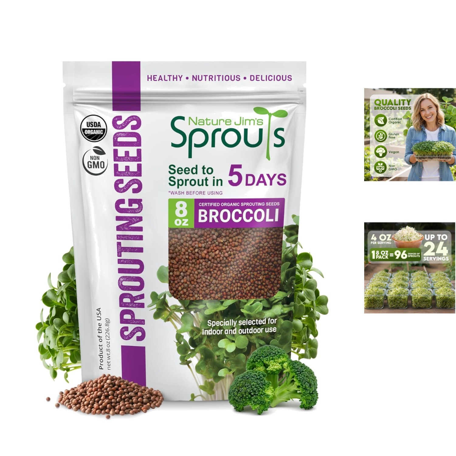 Nutrient-Rich Organic Broccoli Seeds – Certified Non-GMO for Indoor/Outdoor Use