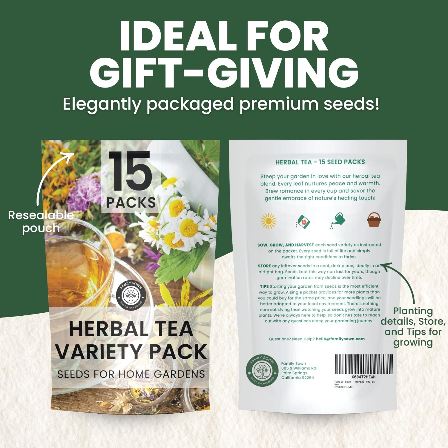Herbal Tea Garden Seeds 15 Packs NonGMO Grow Fresh Herbs Variety Pack