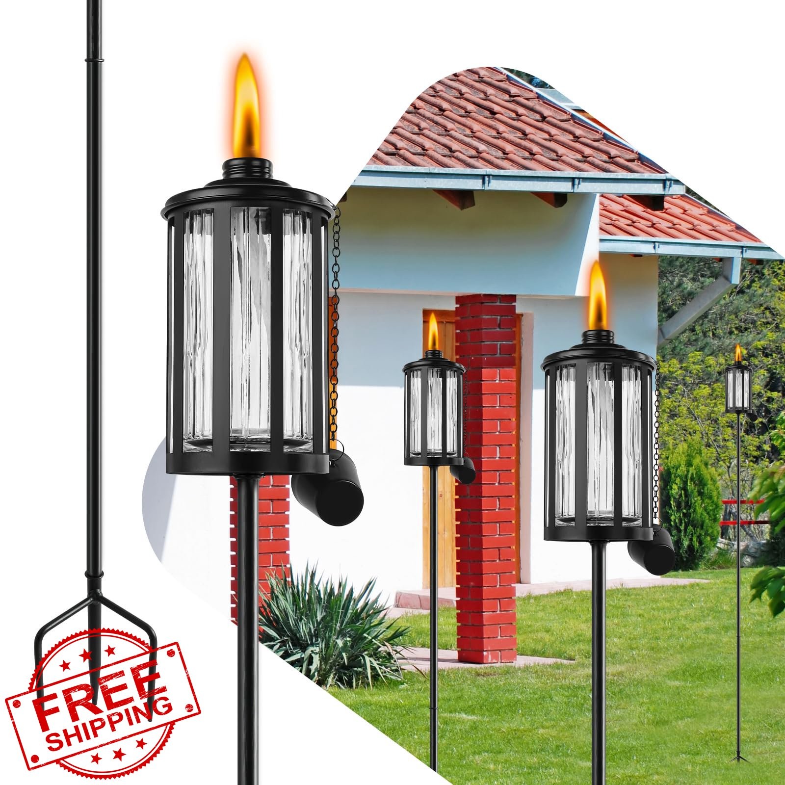 FALBAWR Glass Torches Clear 4 Pack