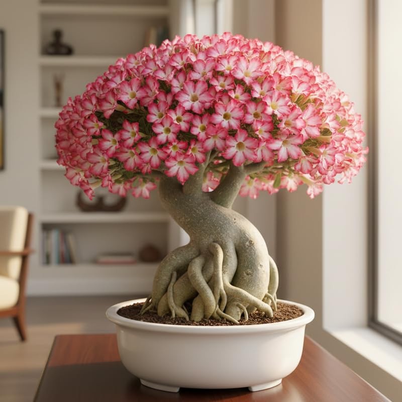 2 Red Desert Rose Live Plants 3-6 Inch Tall, Adenium Tropical Succulent