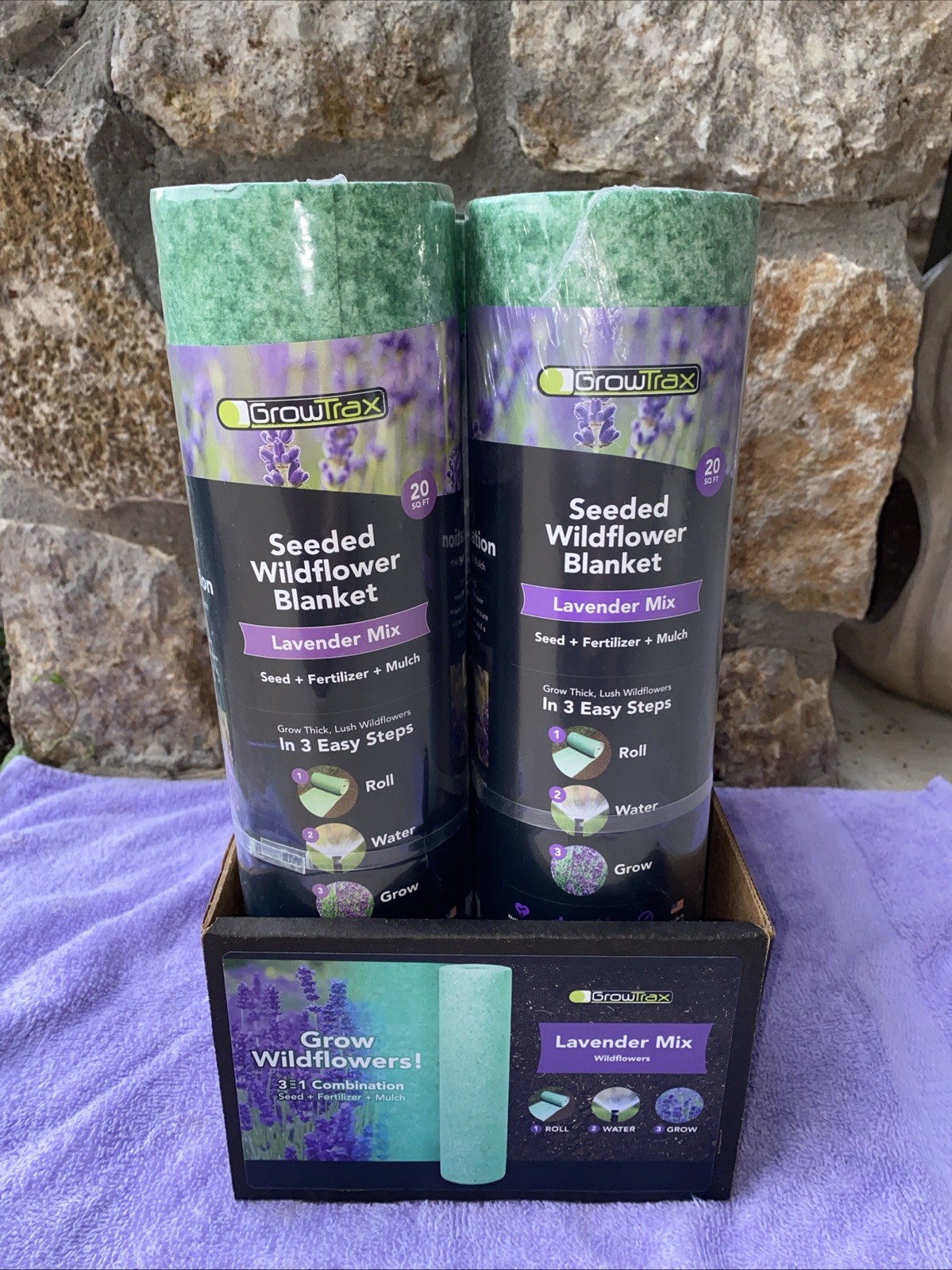 20 sq. ft. 3-in-1 Seeded Wildflower Blanket – Lavender Mix (2 Rolls)